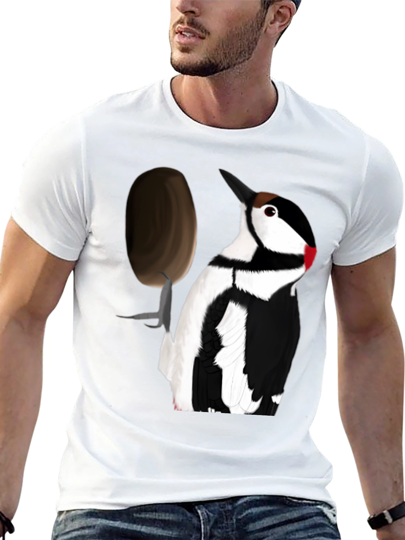 Black Woodpecker T-Shirt - Black Crew Neck Tee view 13