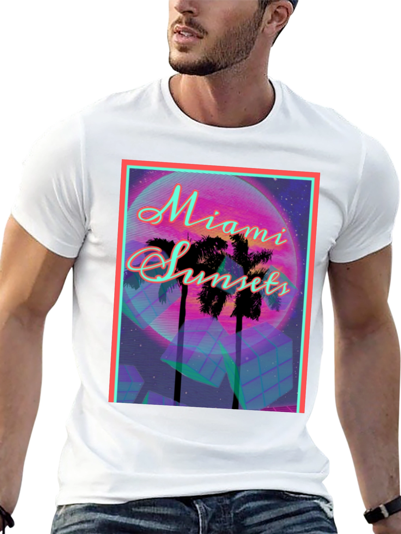 Black Miami Sunset Graphic Tee view 13
