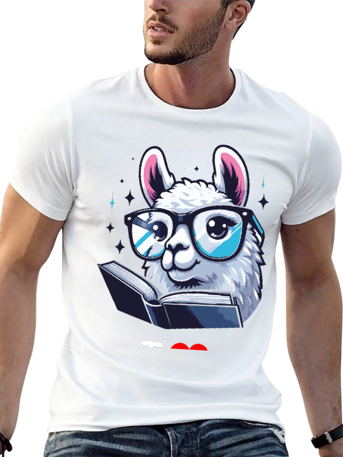 Black Llama Reader Graphic Tee - Black Cotton Shirt view 13