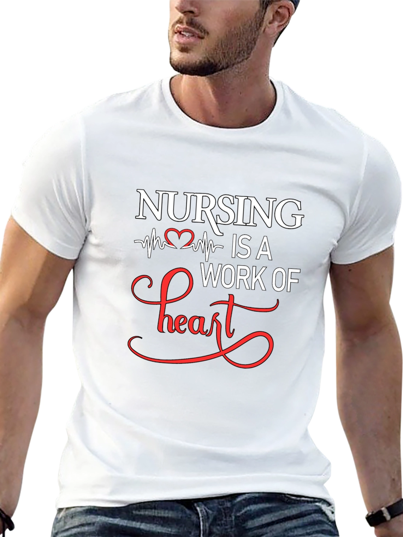 Nursing is a Work of Heart Graphic T-Shirt - 13