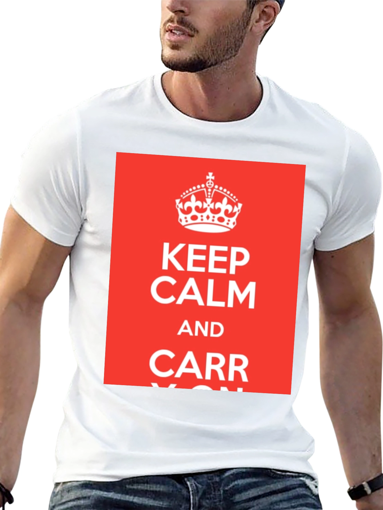 Black Keep Calm and Carr-y On T-Shirt - Black Crew Neck Tee view 13