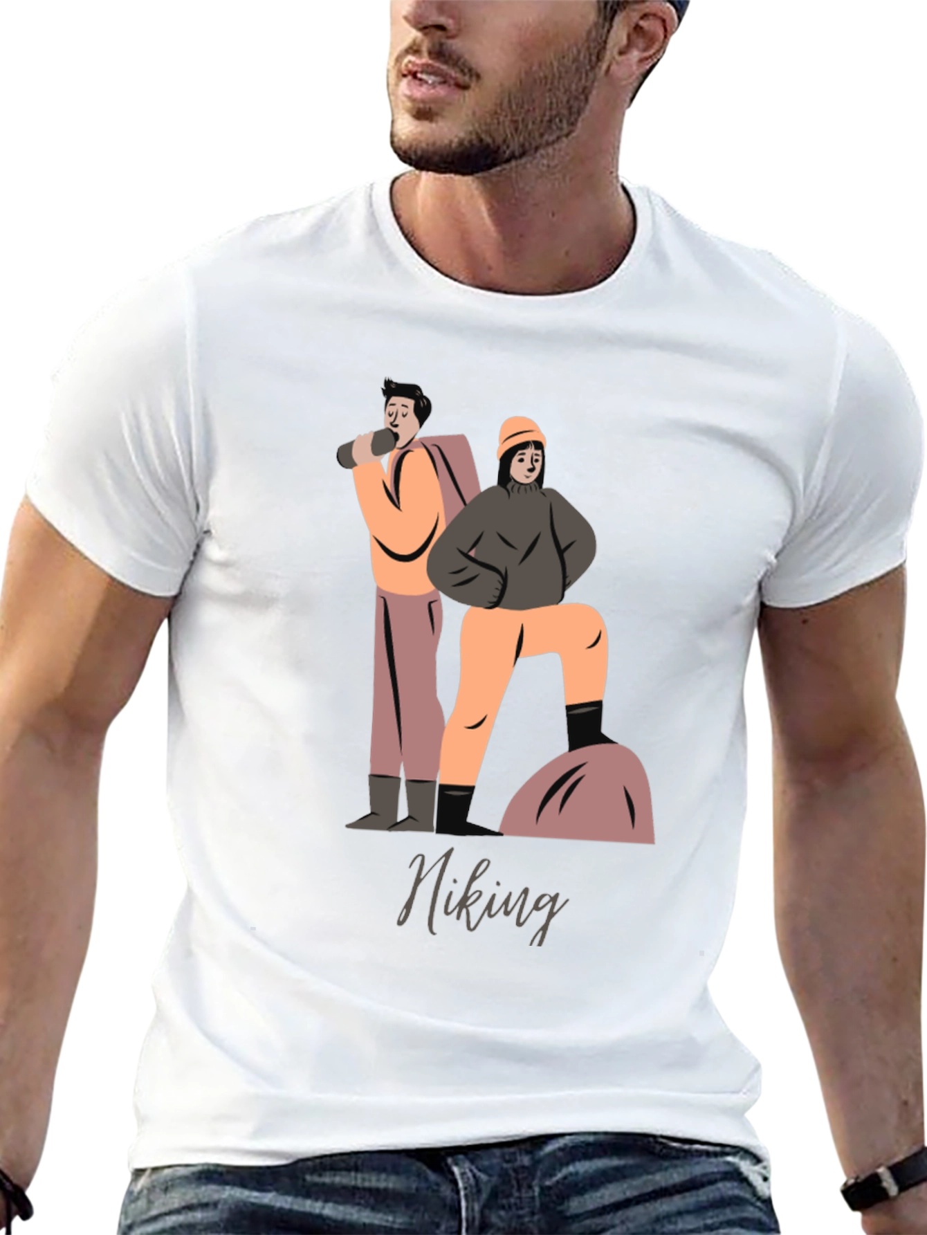 Black Hiking Graphic T-Shirt - Black Cotton Tee view 13