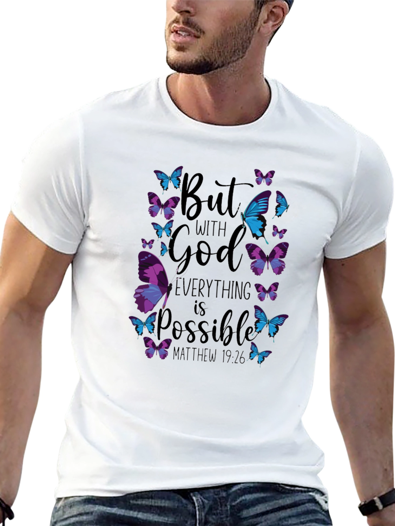 Black Faith-Inspired Butterfly Graphic T-Shirt view 13