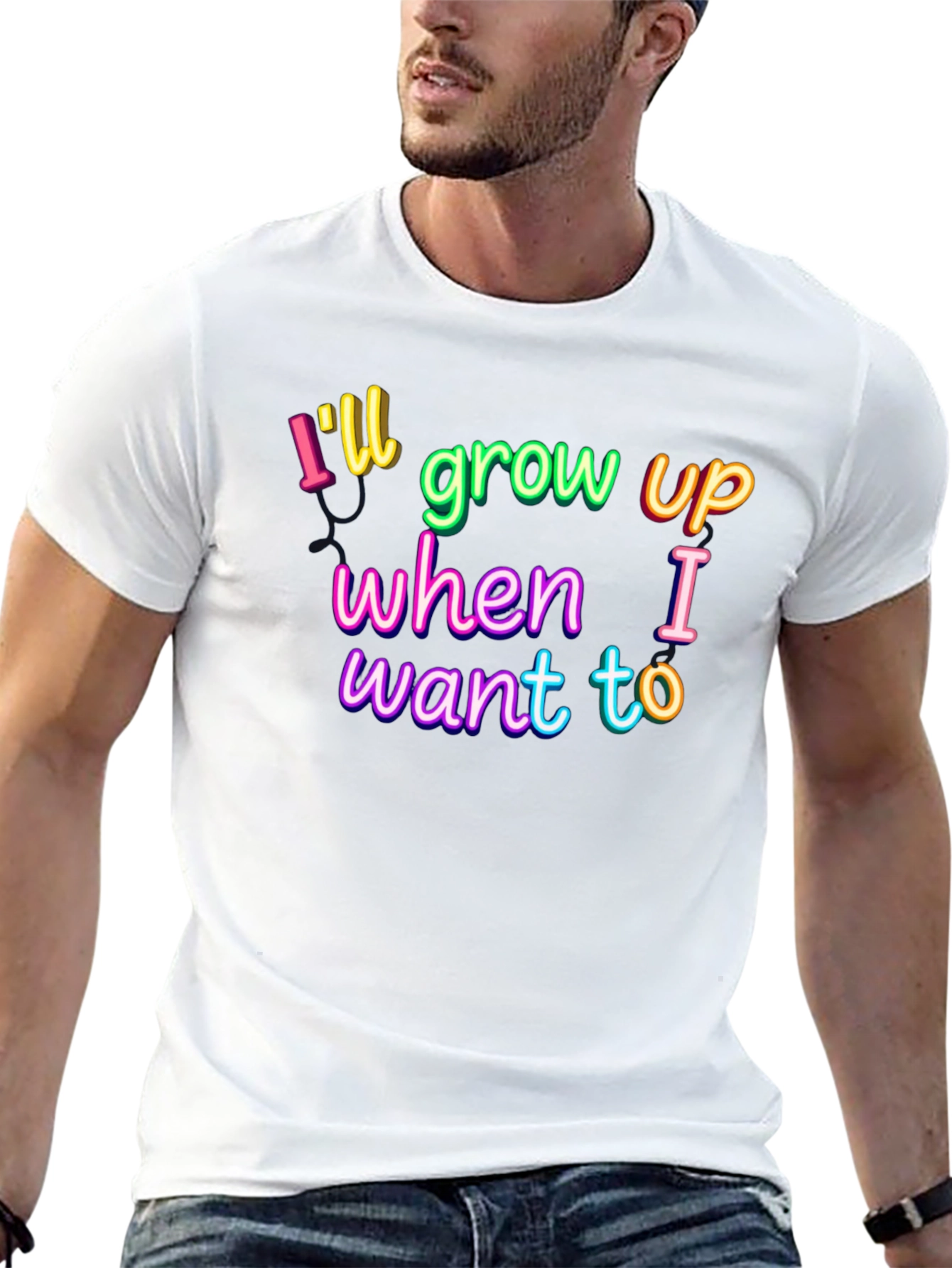 Black I'll Grow Up When I Want To Graphic Tee view 13
