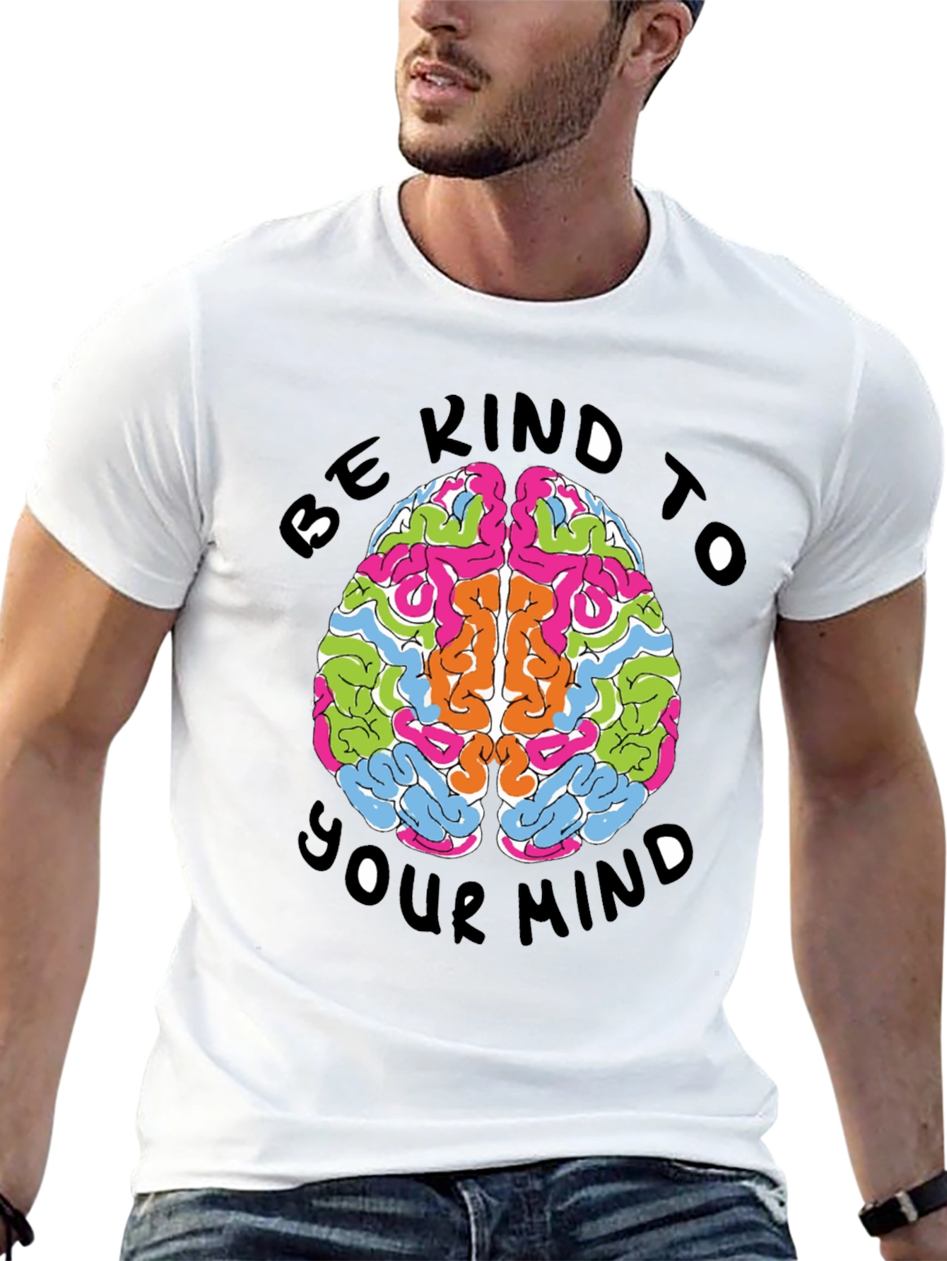 Black Be Kind To Your Mind Graphic Tee - Black Cotton T-Shirt view 13