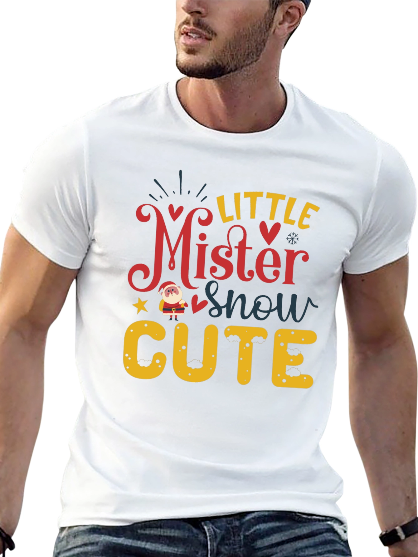 Black Little Mister Snow Cute Holiday T-Shirt view 13