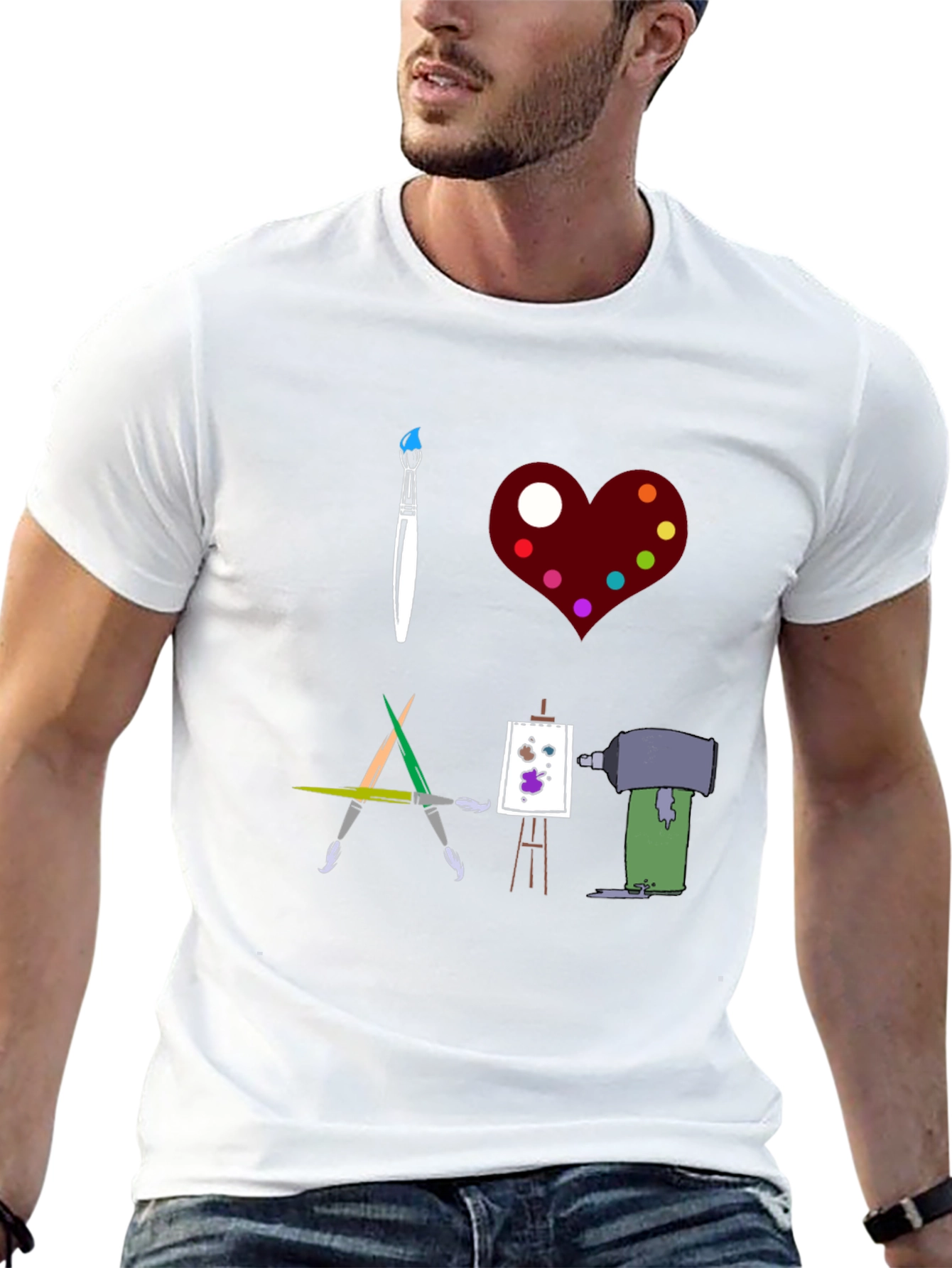 Black I Love Art Graphic T-Shirt view 13