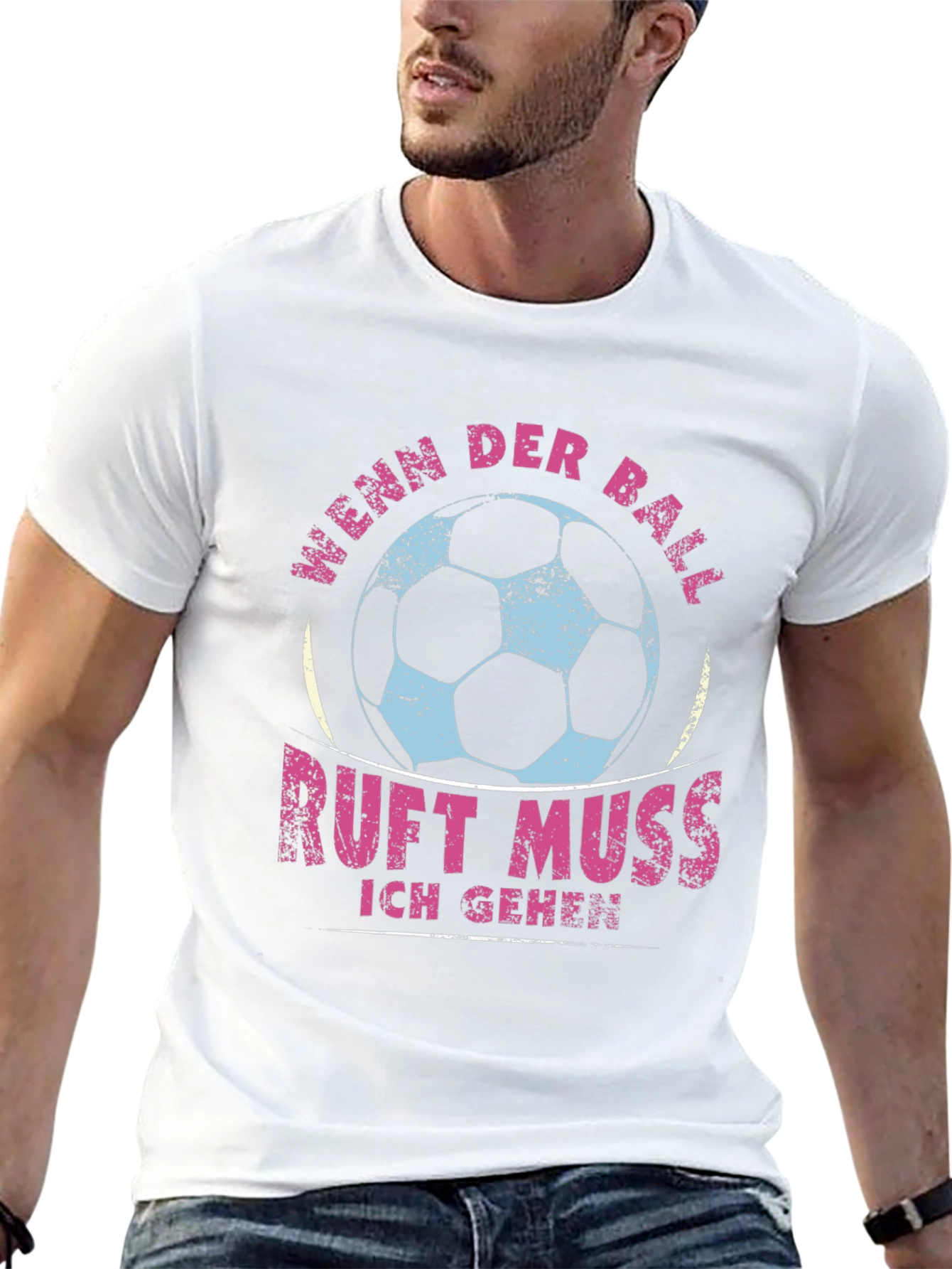 Black Soccer Ball Graphic T-Shirt - "Wenn Der Ball Ruft" view 13
