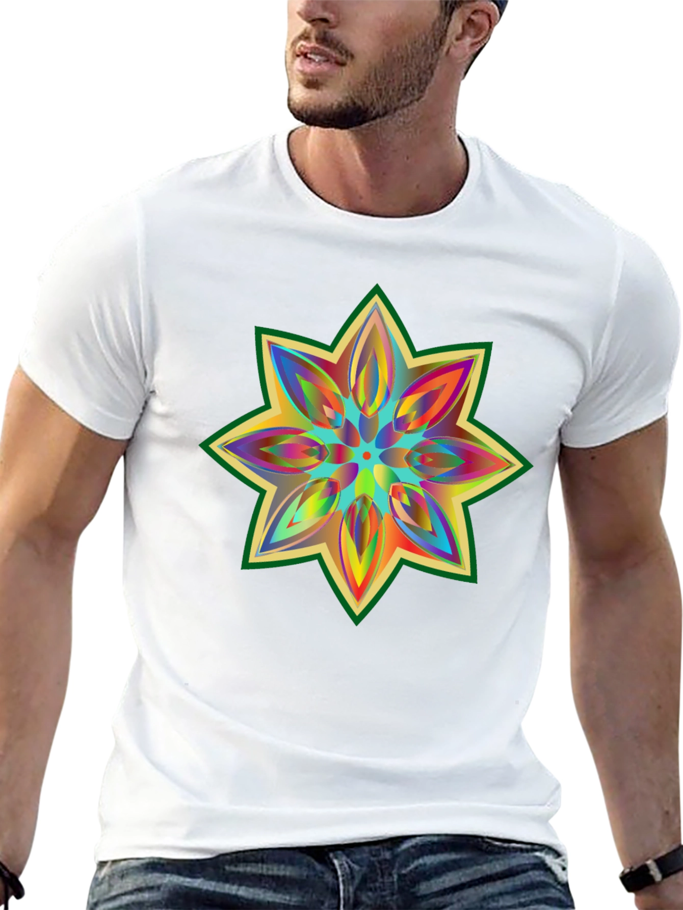 Black Rainbow Star Graphic Tee - Soft Cotton view 13
