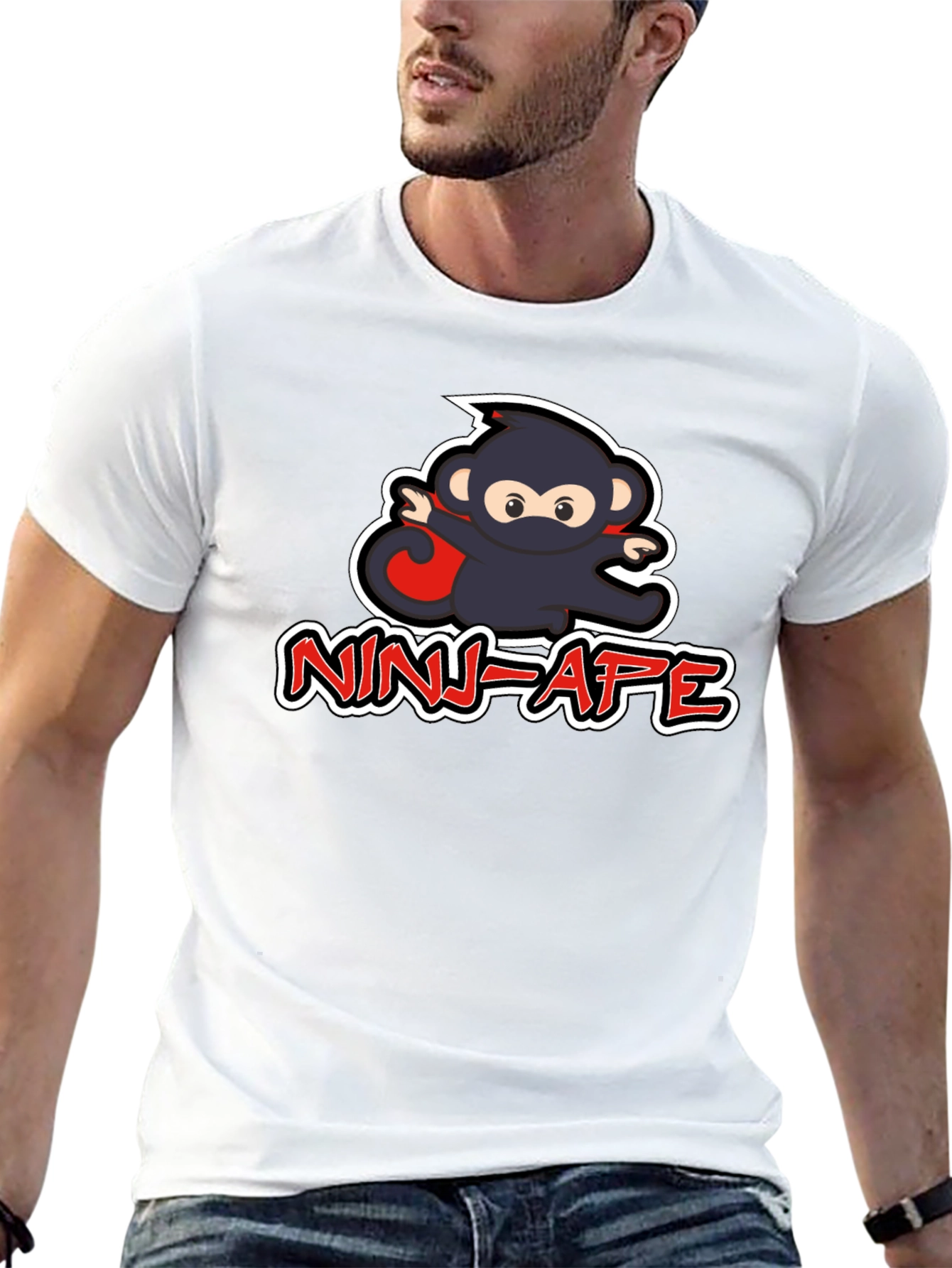 Black Ninja Ape Graphic T-Shirt - Cool & Unique Design view 13