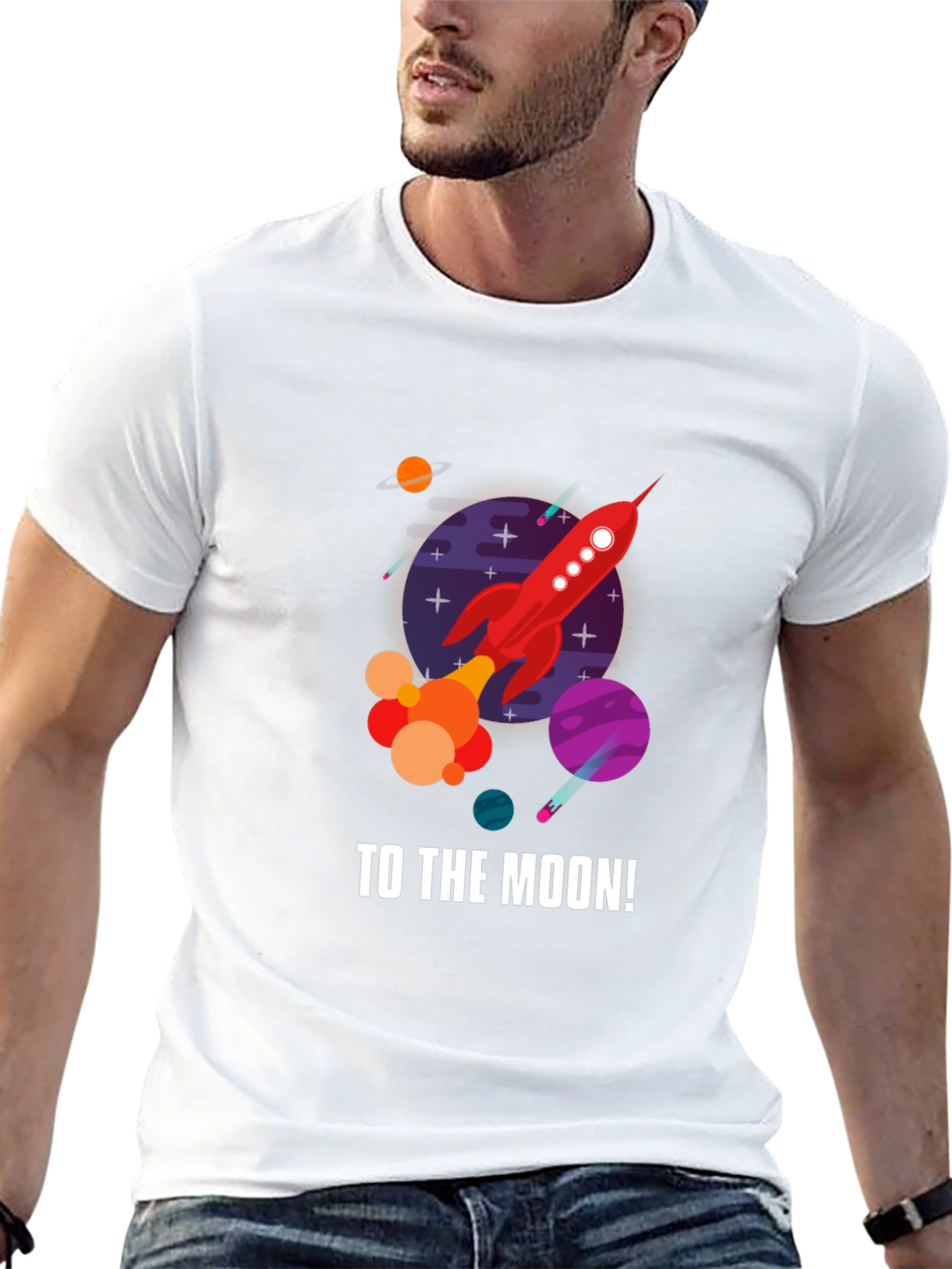 Black To the Moon Rocket Graphic T-Shirt - Black view 13