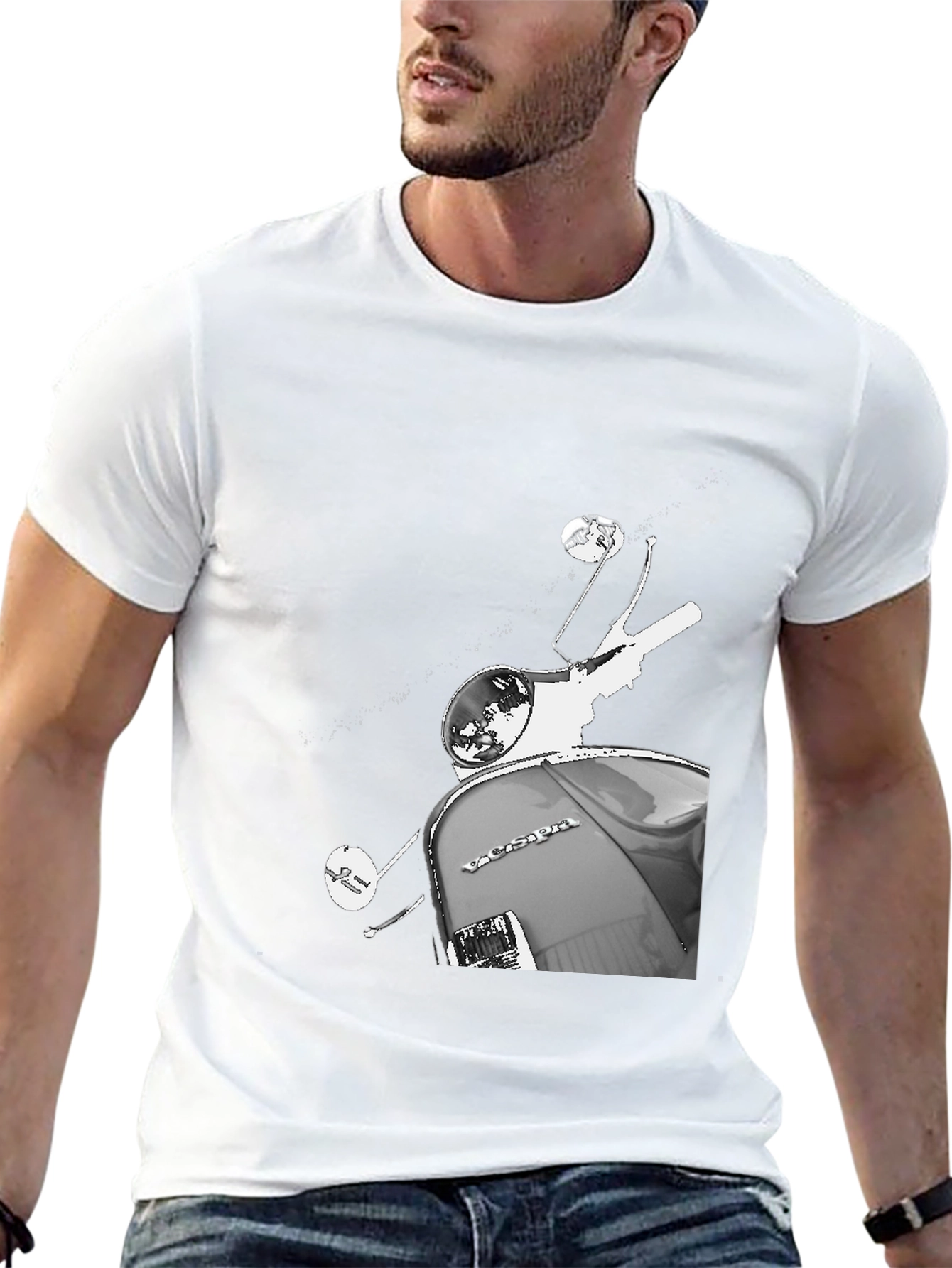 Black Vintage Vespa Scooter Graphic Tee - Classic Black view 13