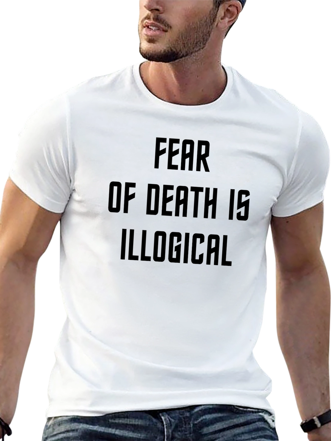 Black Fear of Death is Illogical T-Shirt view 13