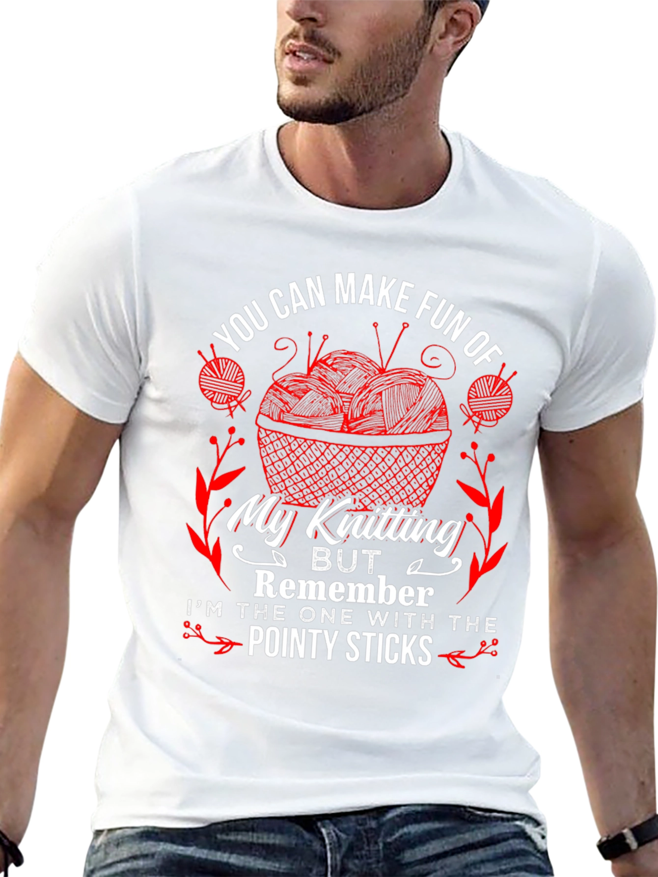 Knitting Humor T-Shirt - "Pointy Sticks" Design - 13