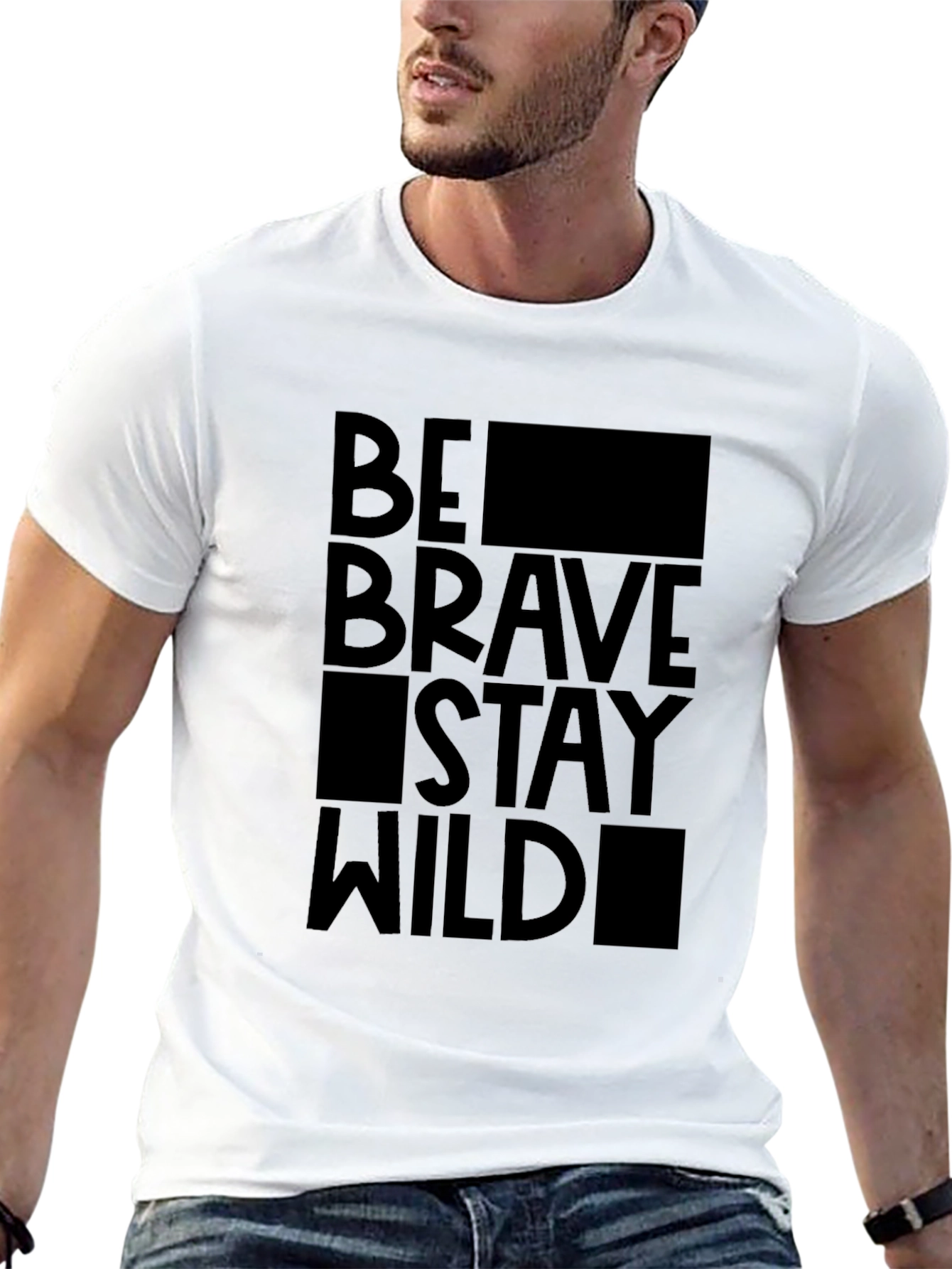 Black Be Brave Stay Wild Black Graphic Tee view 13