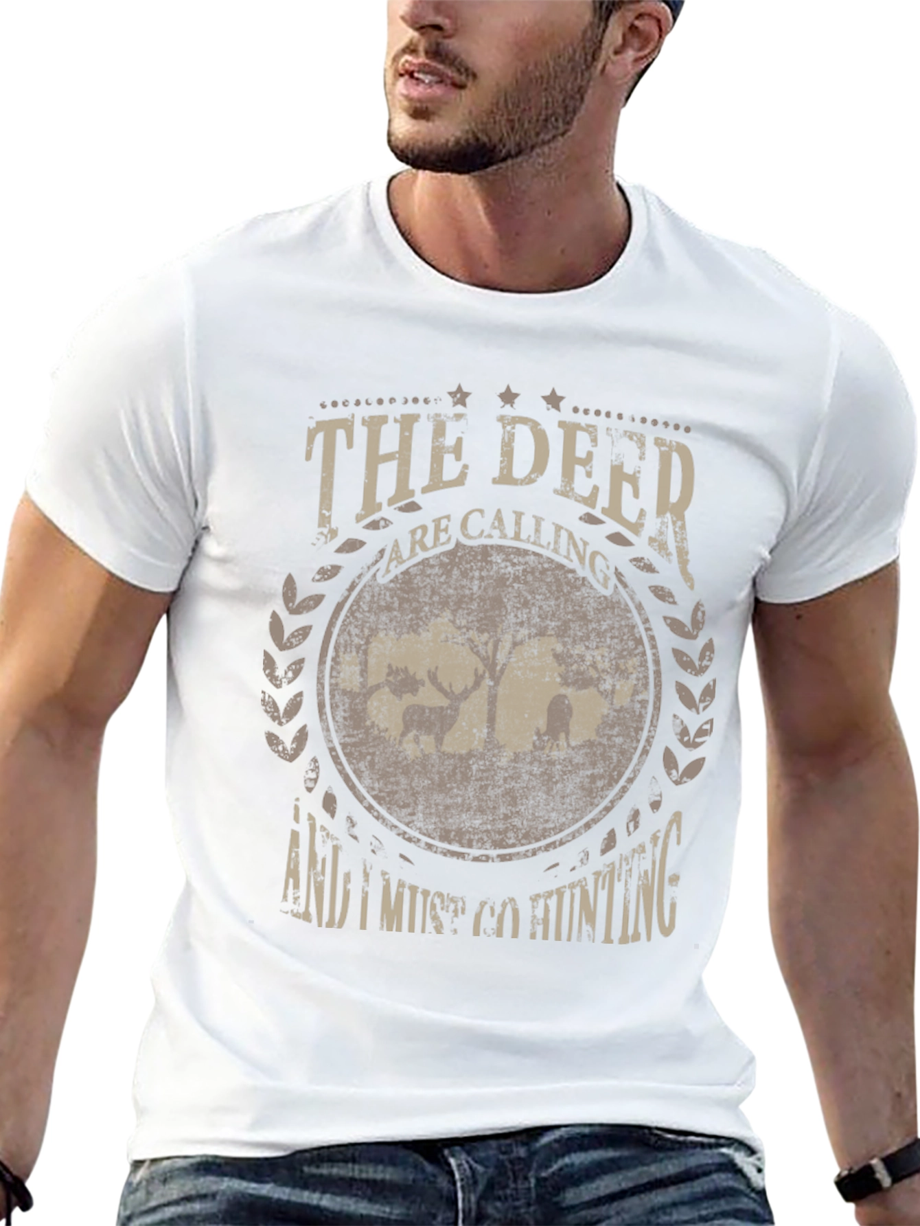 Black The Deer are Calling Hunting Graphic T-Shirt view 13