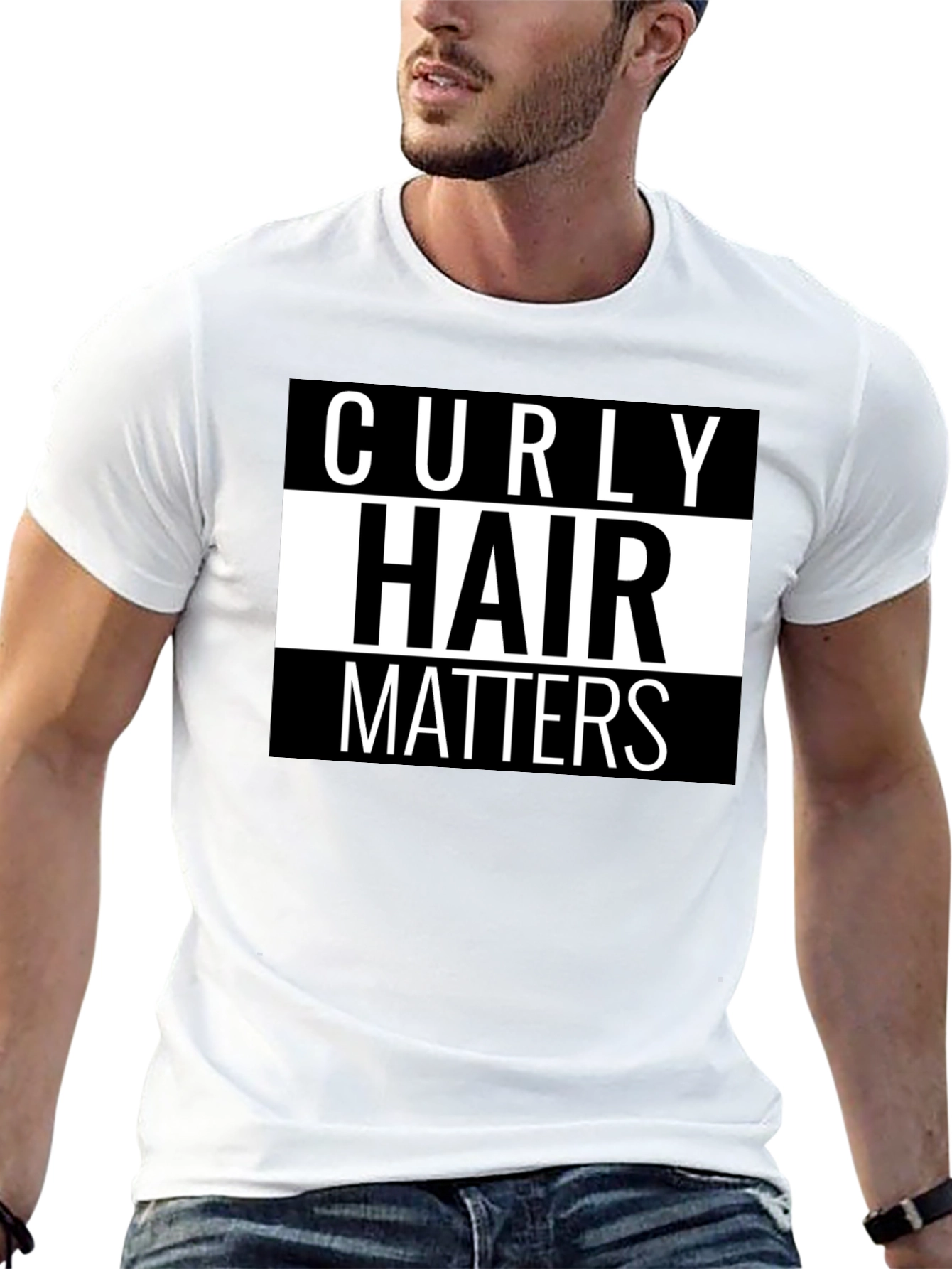 Black Curly Hair Matters Graphic Tee - Black Cotton T-Shirt view 13
