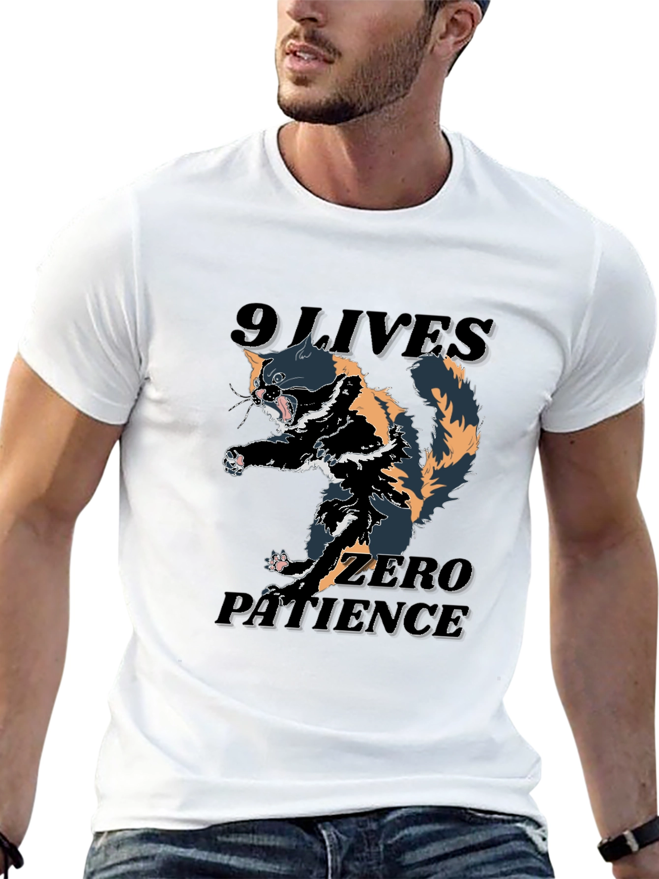Black 9 Lives Zero Patience T-Shirt view 13
