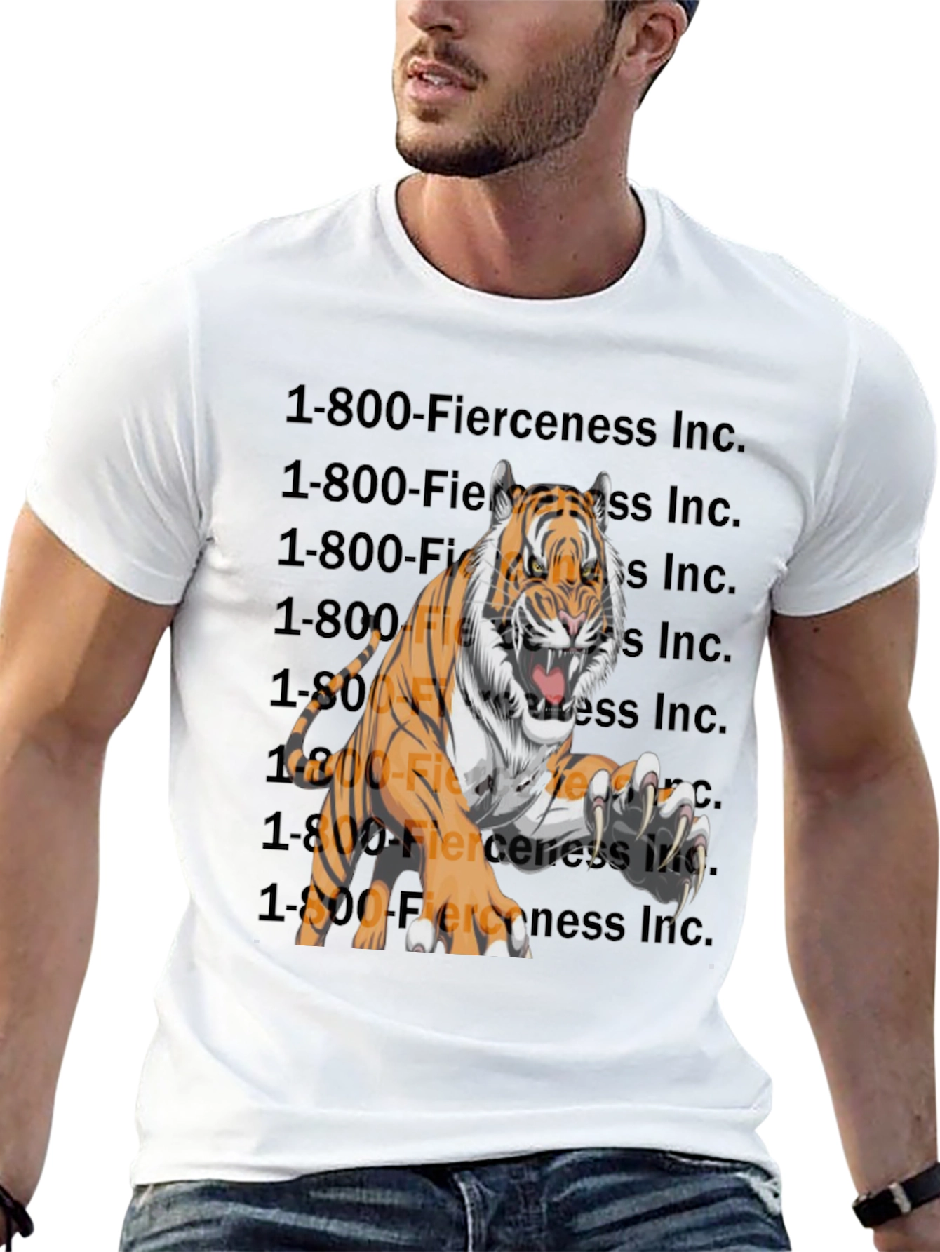 Black Fierce Tiger Graphic T-Shirt view 13