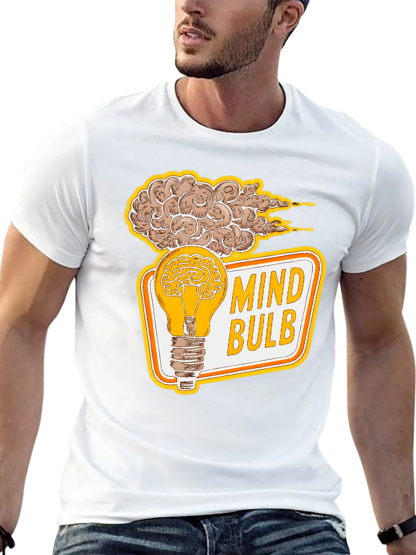 Black Mind Bulb Graphic T-Shirt - Brain Power Tee view 13