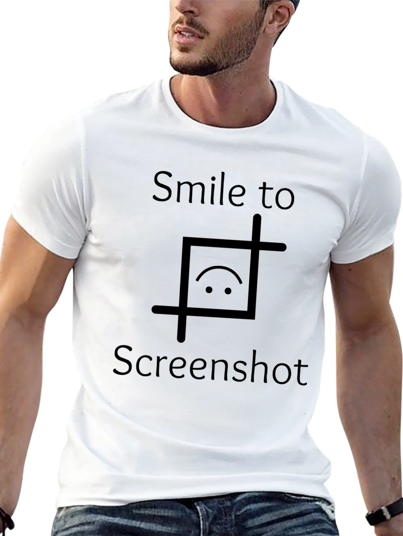 Black Smile To Screenshot Graphic Tee - Trendy Casual Shirt view 13