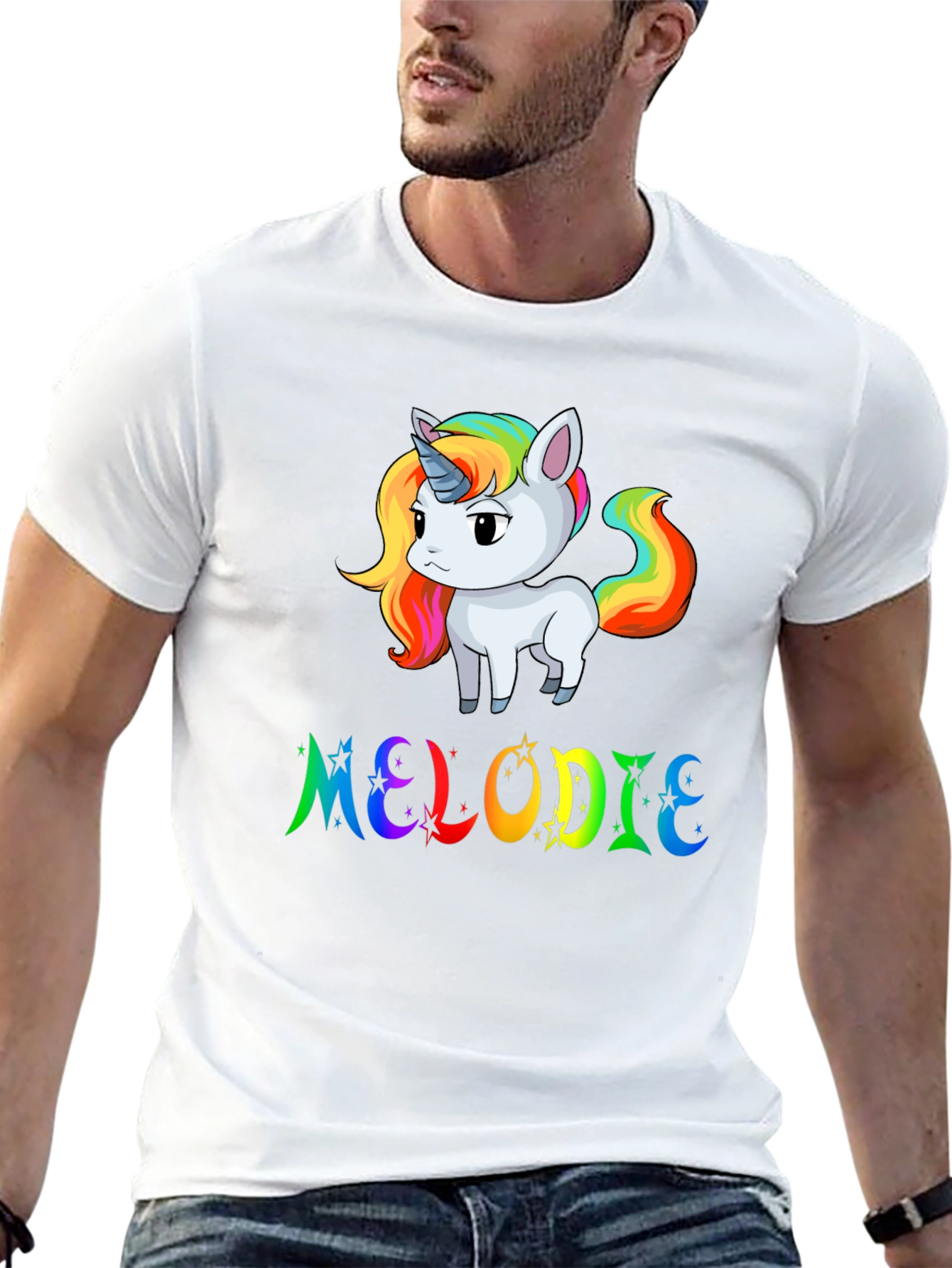 Black Rainbow Unicorn MELODIE Custom T-Shirt view 13
