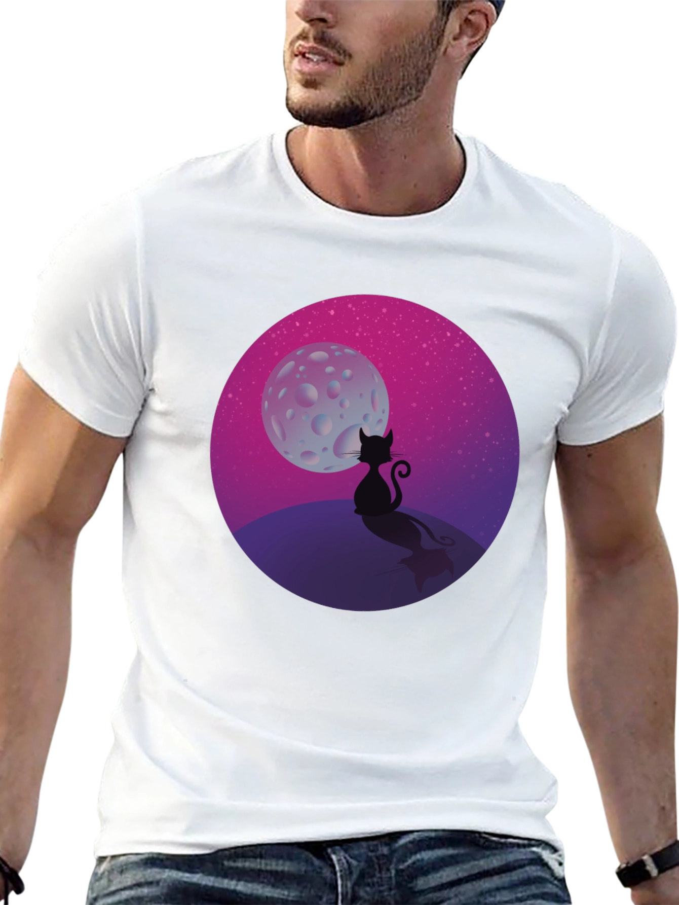Black Black Cat Moon T-Shirt view 13