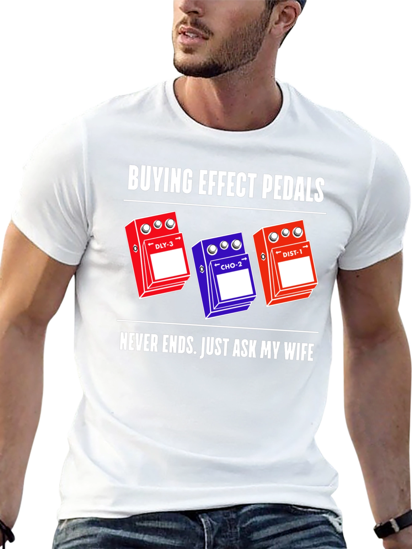 Black Buying Effect Pedals T-Shirt, Guitar Humor Tee view 13