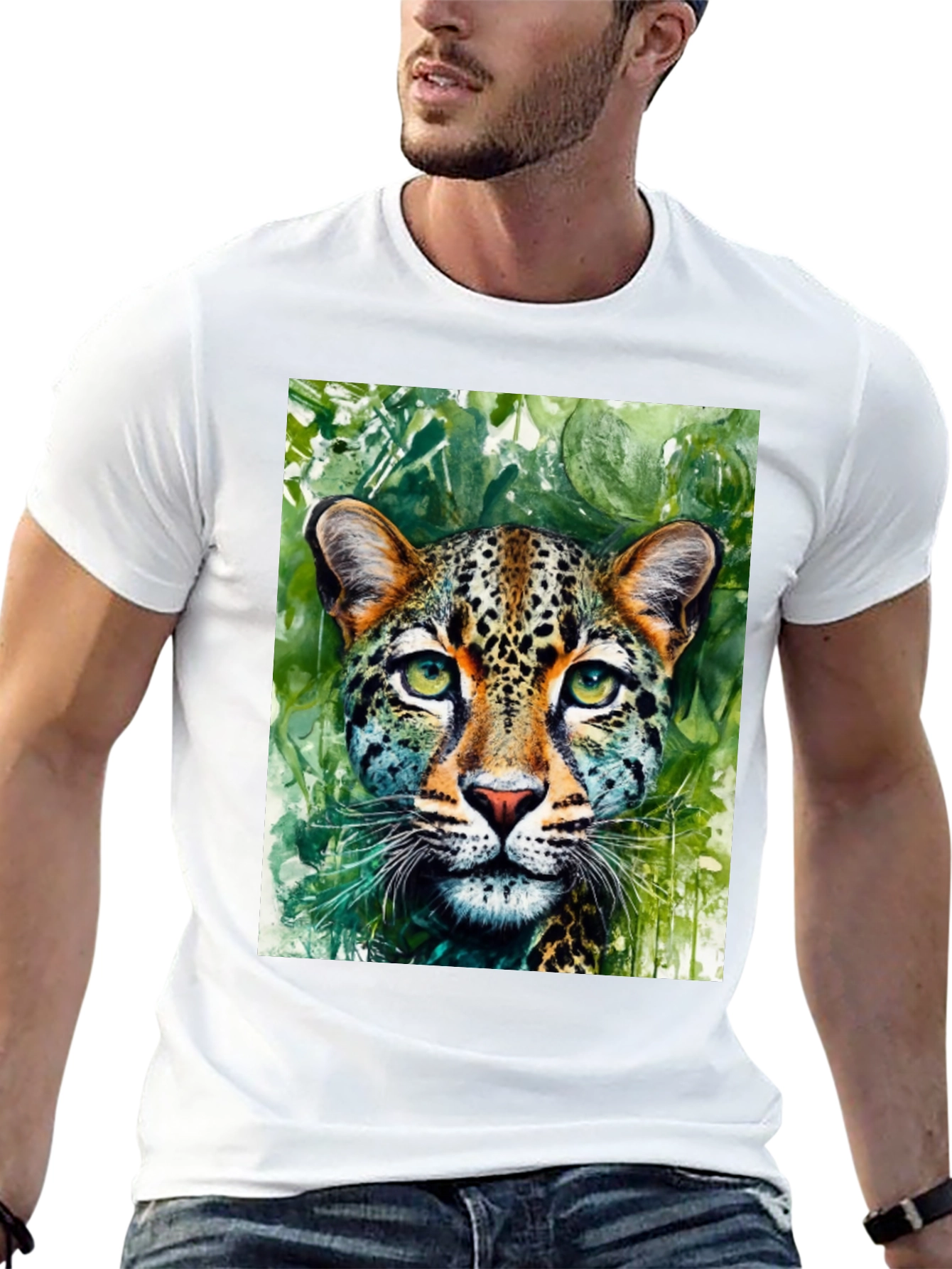 Black Leopard Graphic Tee - Wildlife Art Shirt view 13
