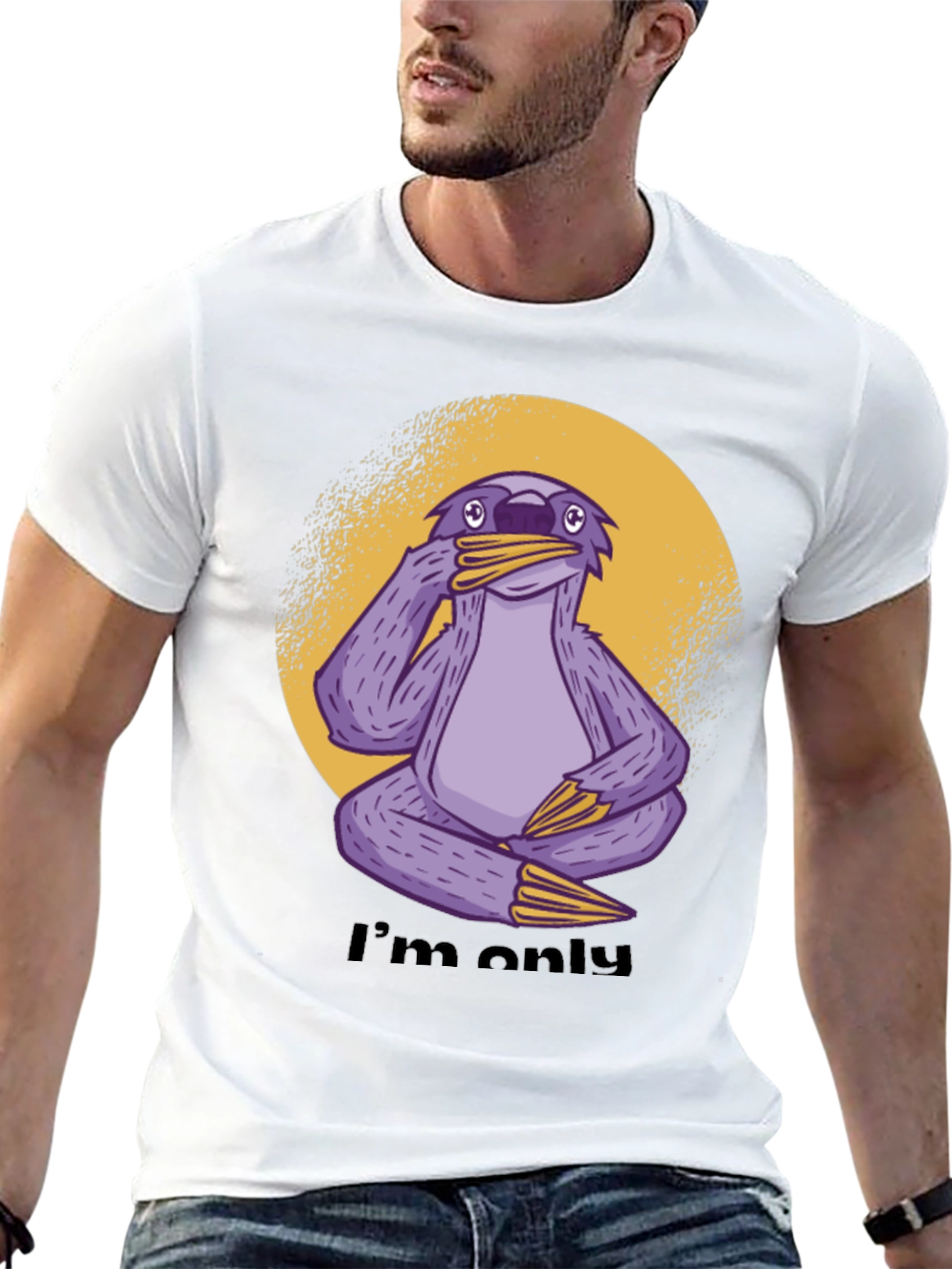 Black Funny Sloth Graphic T-Shirt - I'm Only... view 13