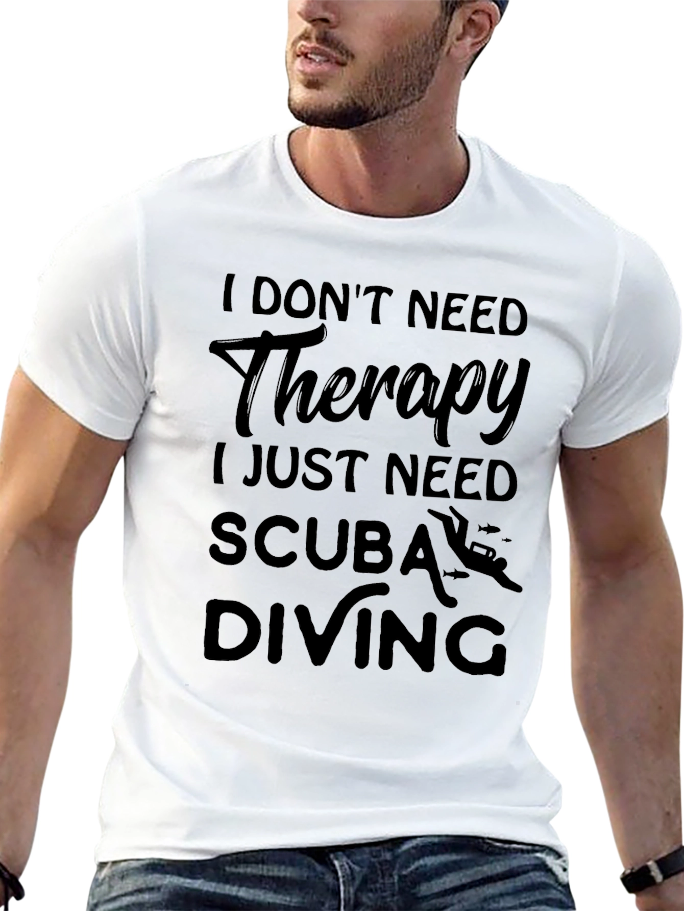 Black Scuba Diving Therapy T-Shirt, Diver Gift view 13