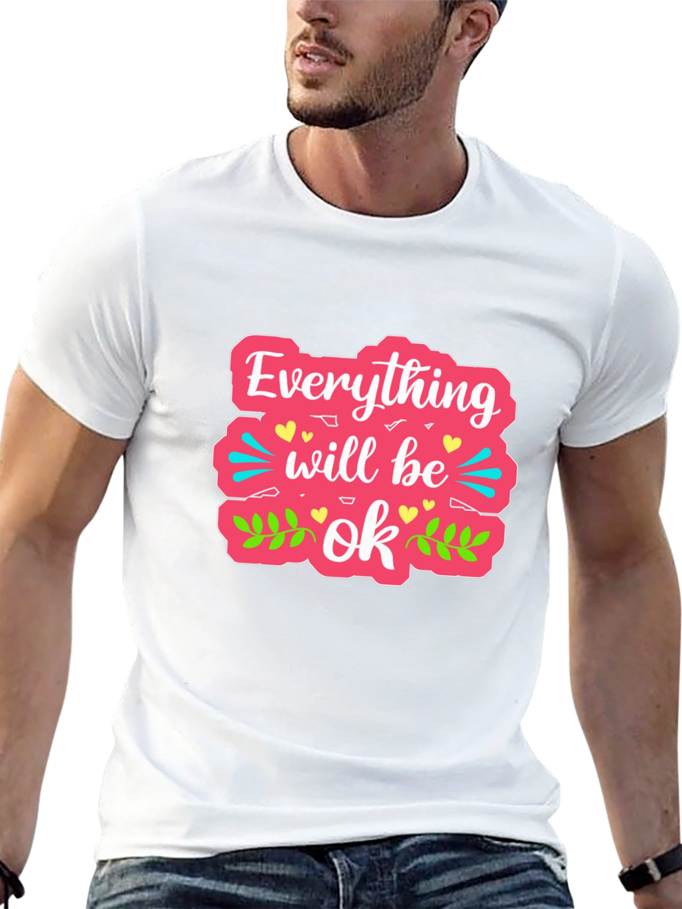 Black Everything Will Be Ok Graphic Tee view 13