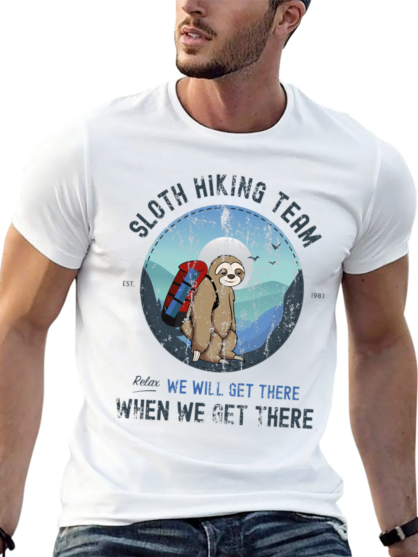 Black Sloth Hiking Team T-Shirt - Relaxed Hiking Apparel view 13