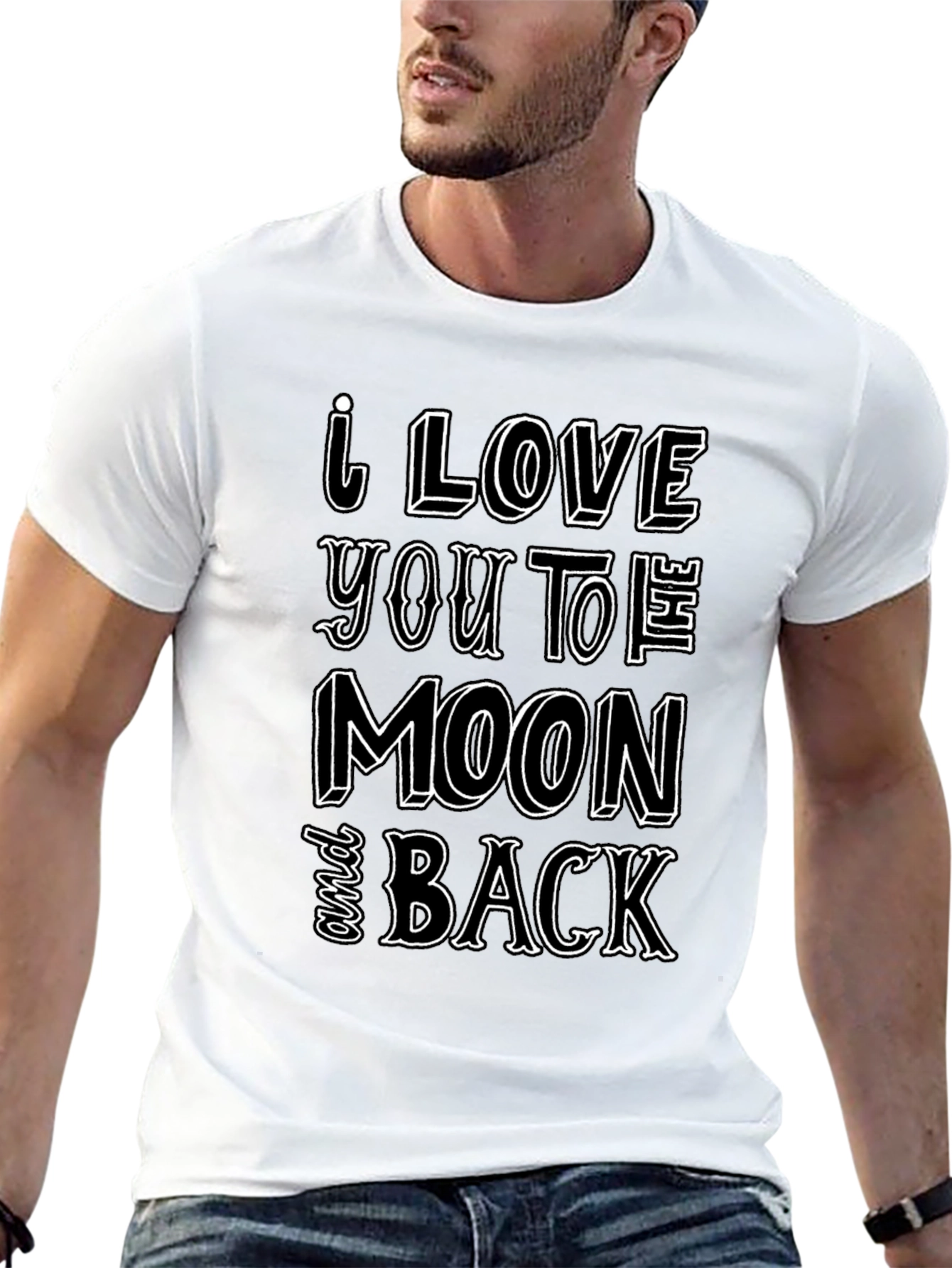 Black I Love You To The Moon and Back Black T-Shirt view 13