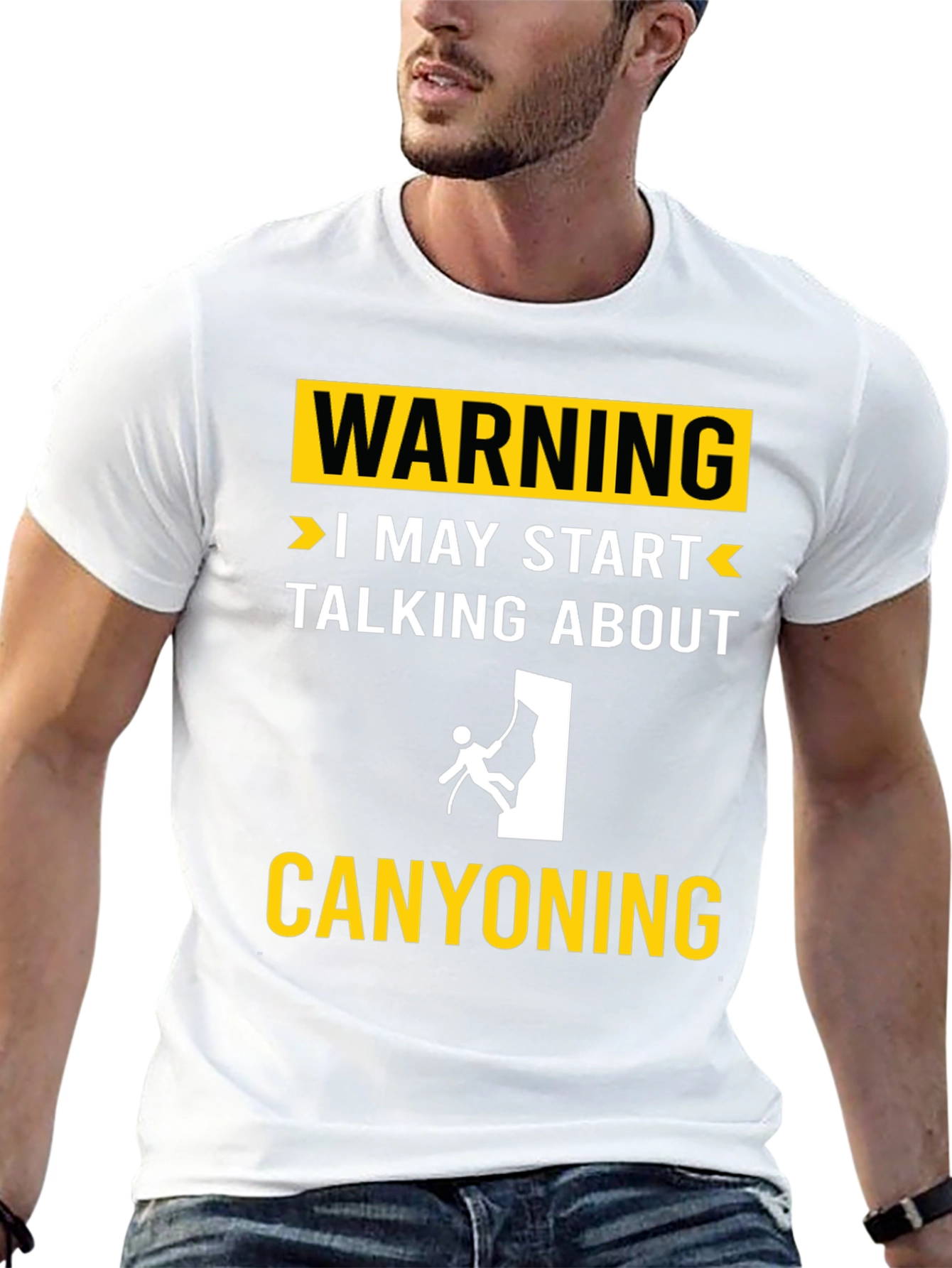 Black Canyoning Warning T-Shirt - Funny Adventure Tee view 13