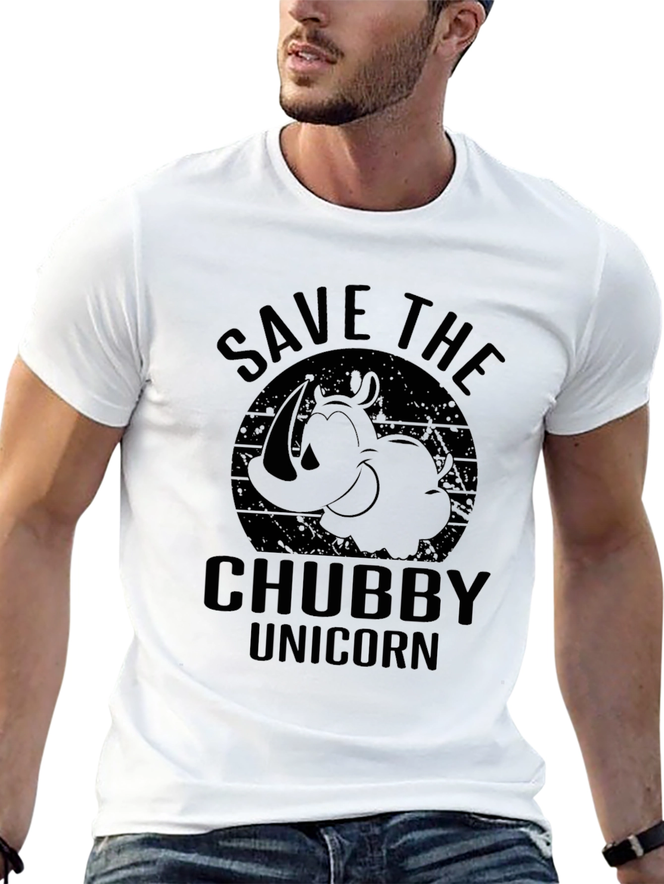 Black Save the Chubby Unicorn Black T-Shirt view 13