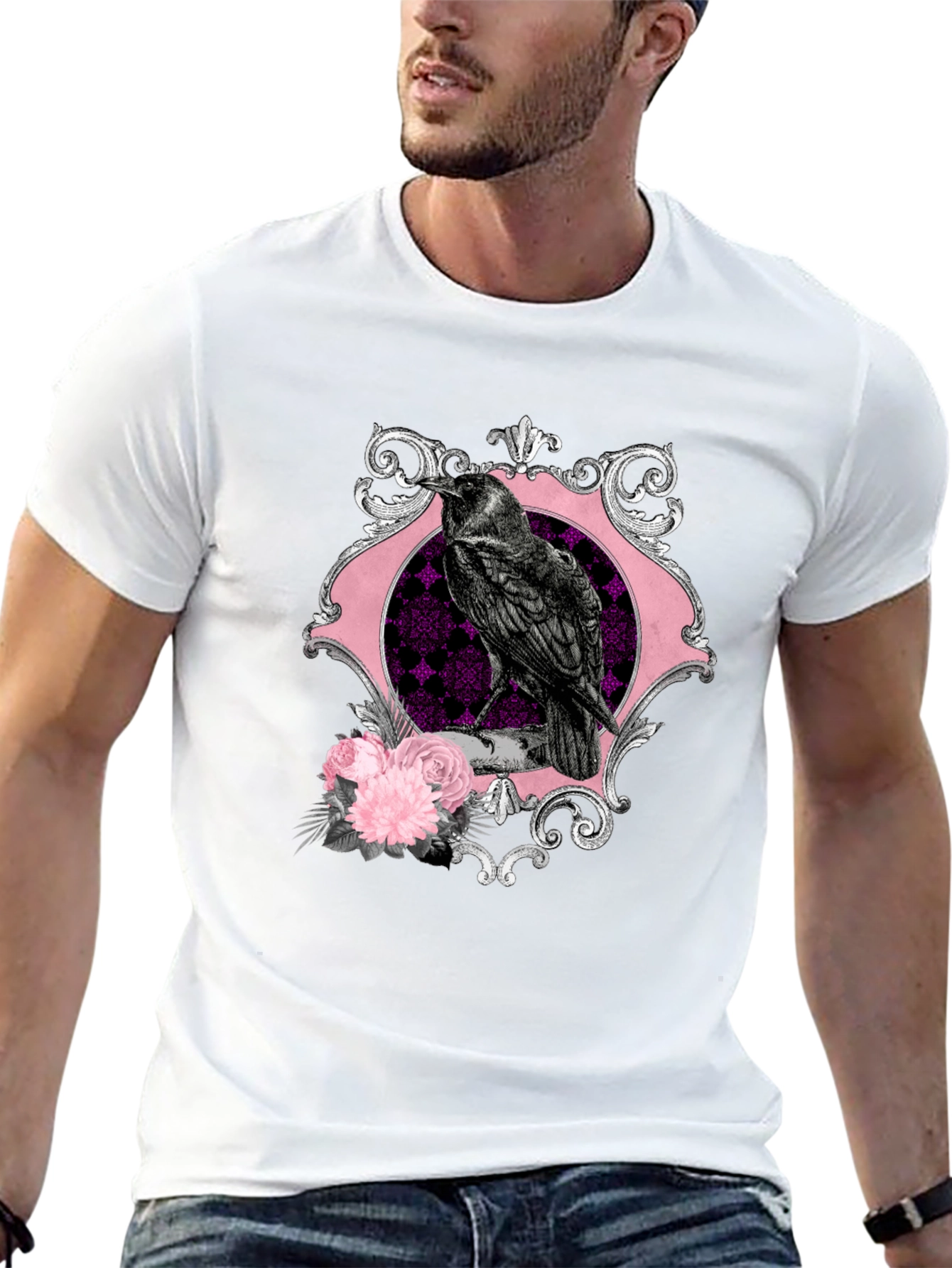 Black Raven & Roses Graphic Tee - Gothic Style view 13