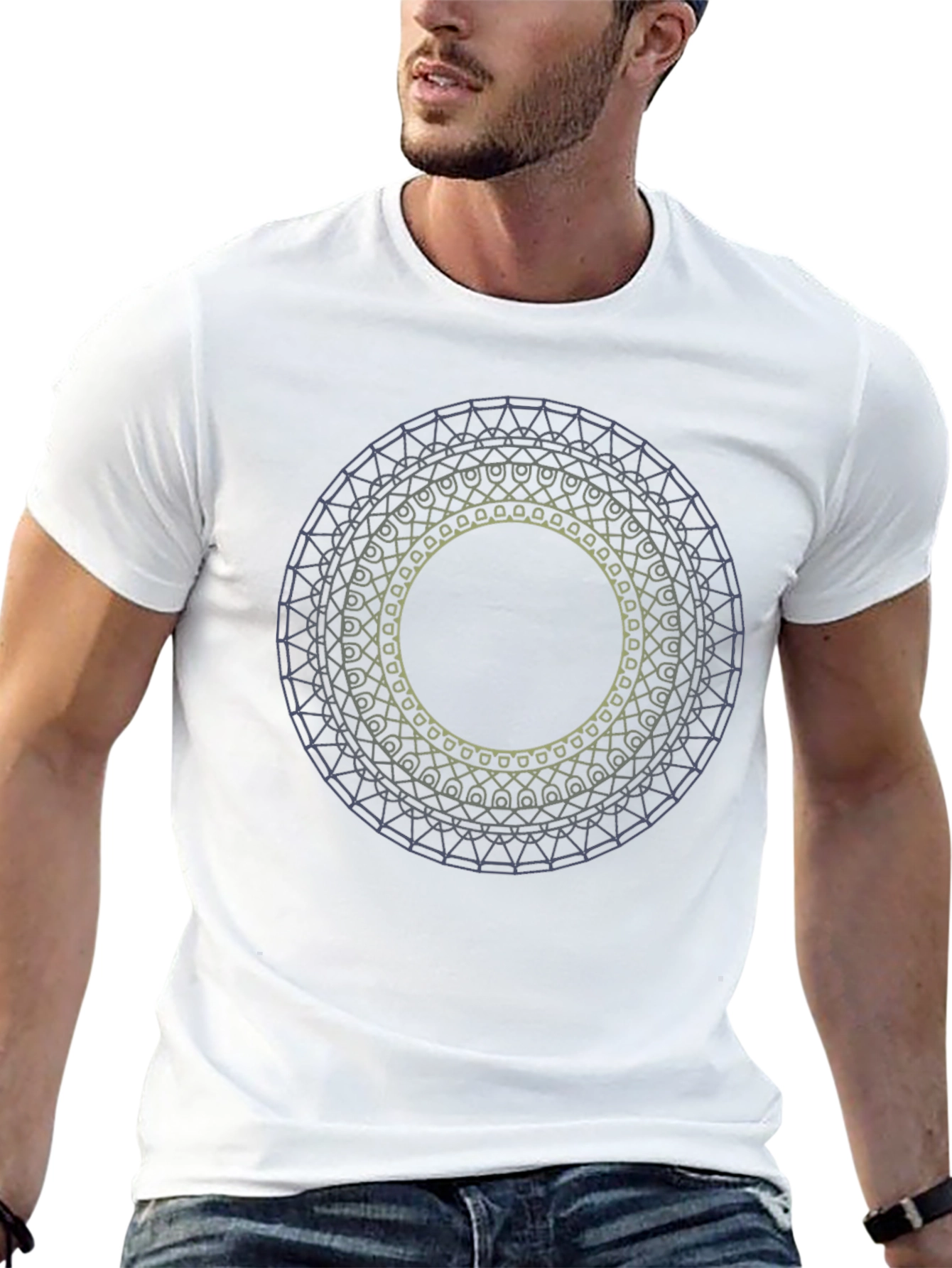 Black Geometric Mandala T-Shirt view 13