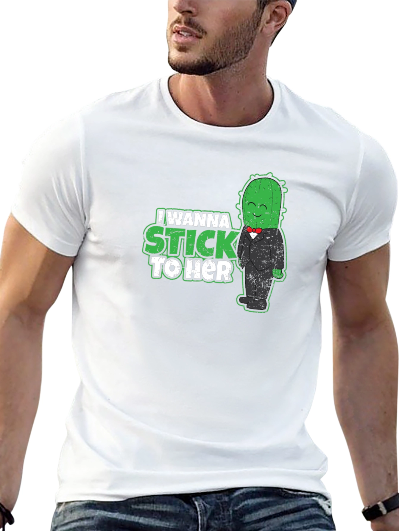 Black I Wanna Stick To Her - Cactus T-Shirt view 13