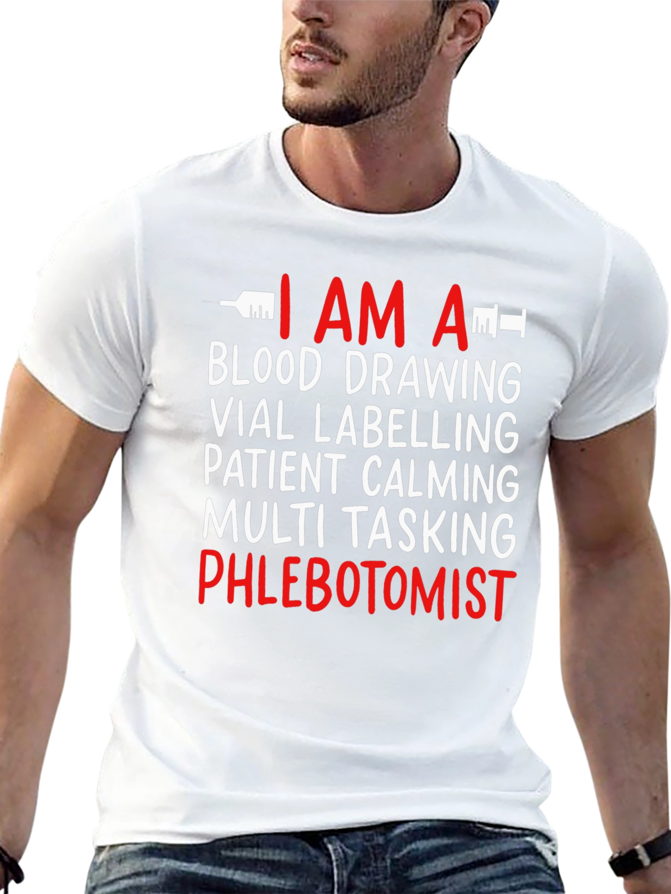 Black Phlebotomist Profession T-Shirt view 13