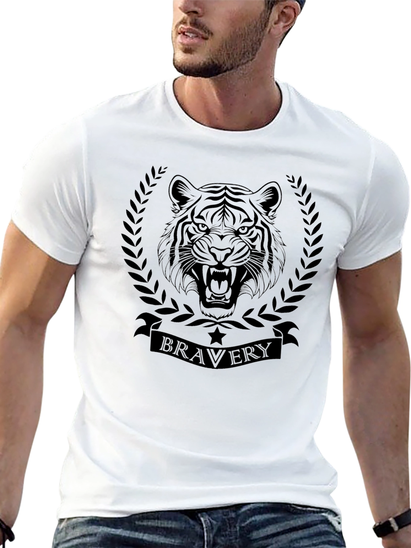 Black Black Tiger Bravery Graphic T-Shirt view 13
