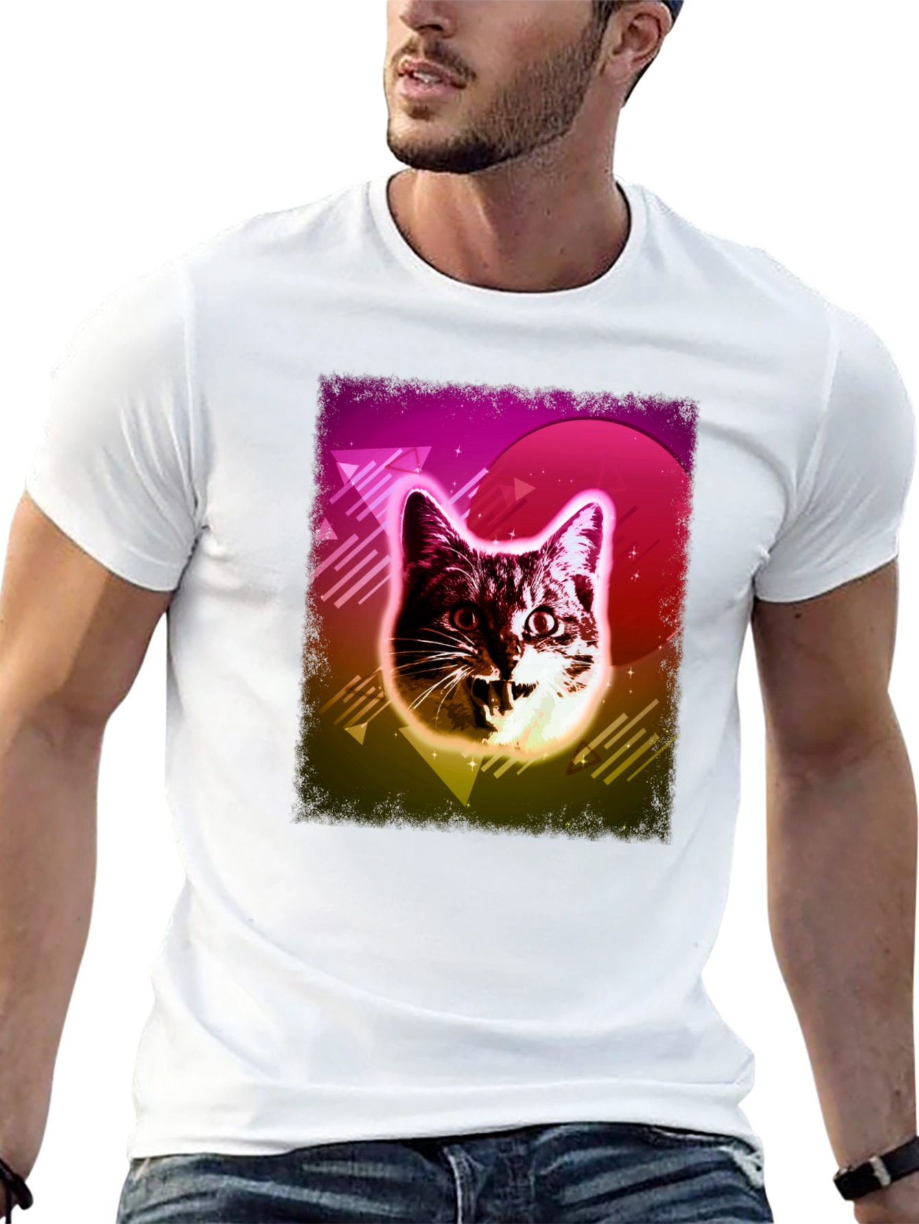 Black Retro Cat Graphic Tee - Black view 13