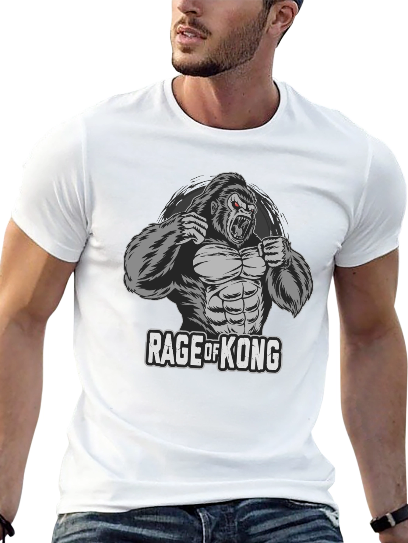 Black Rage of Kong Graphic T-Shirt - Fierce Gorilla Design view 13