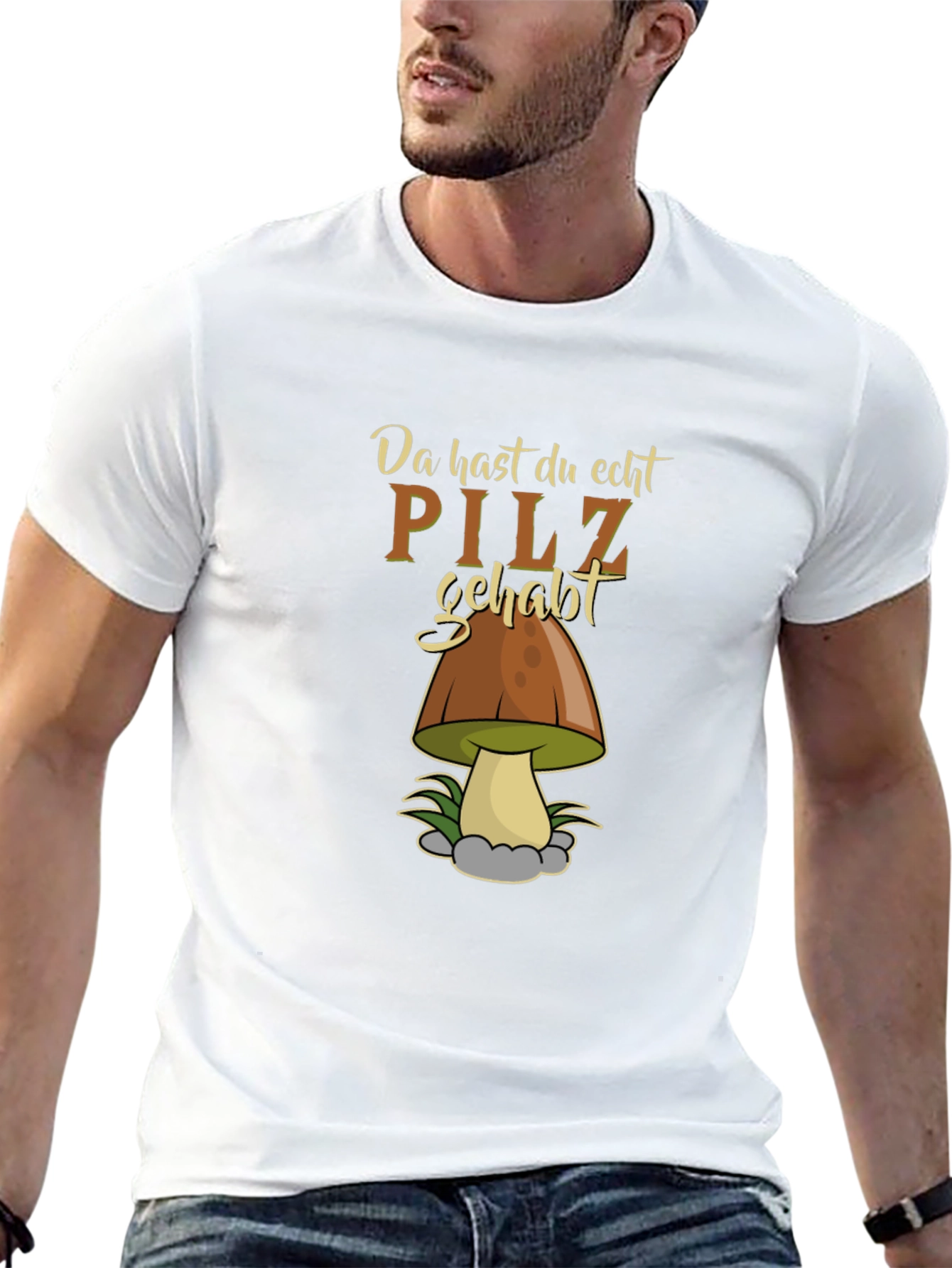 Black Funny "Pilz Gehabt" Mushroom Graphic Tee view 13