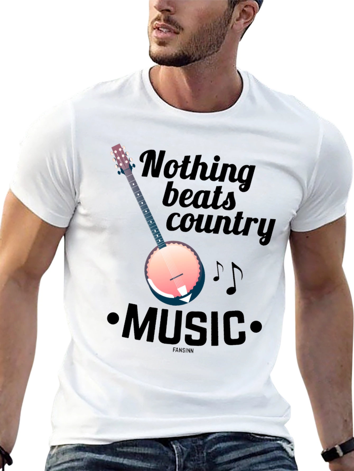Black Country Music Banjo Graphic T-Shirt view 13