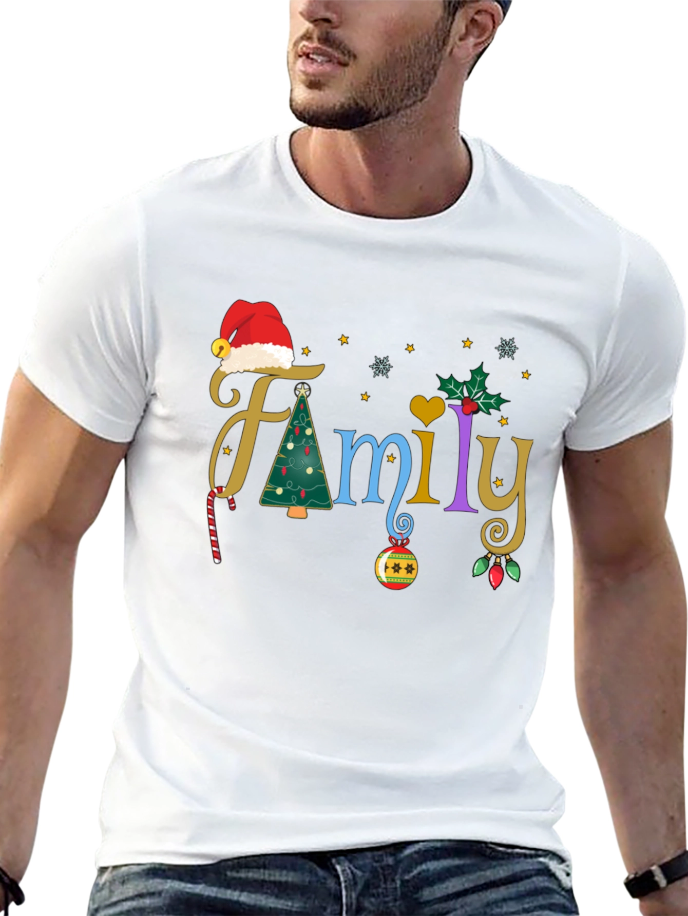 Black Festive Family Christmas T-Shirt view 13
