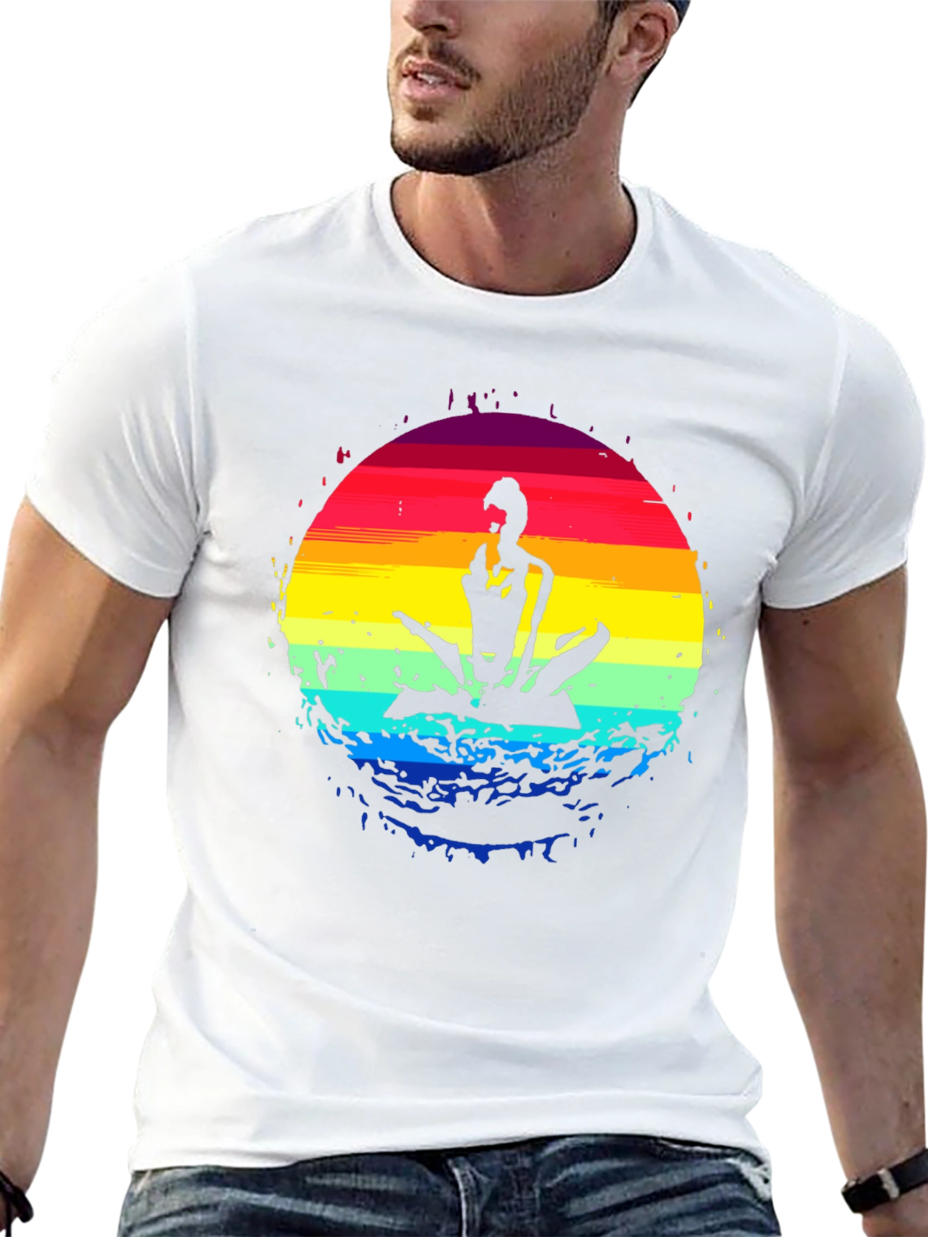 Black Yoga Sunset Graphic Tee - Black Cotton Blend Shirt view 13