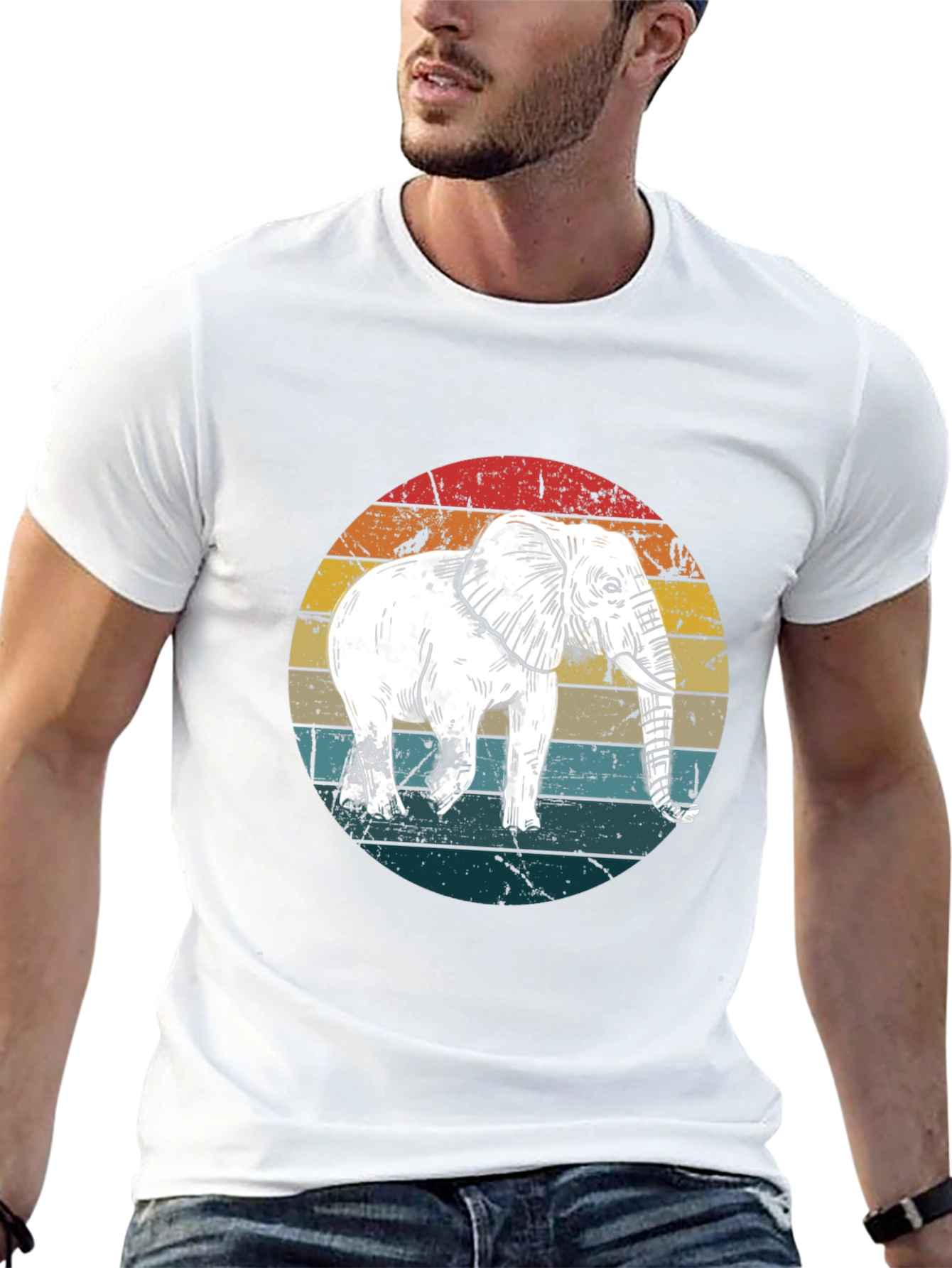 Black Vintage Elephant Sunset T-Shirt view 13