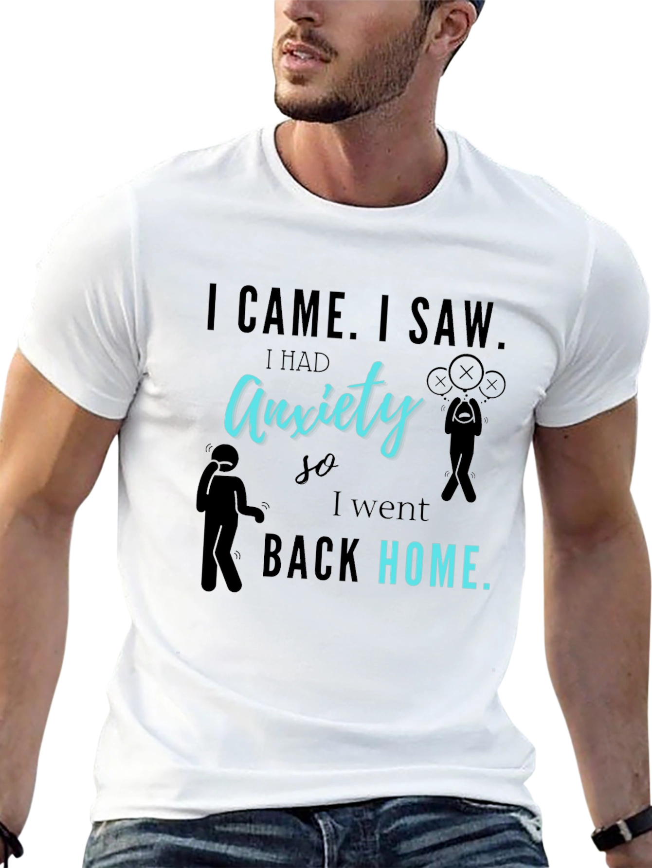 Black Anxiety Graphic T-Shirt - I Came I Saw I Had Anxiety view 13
