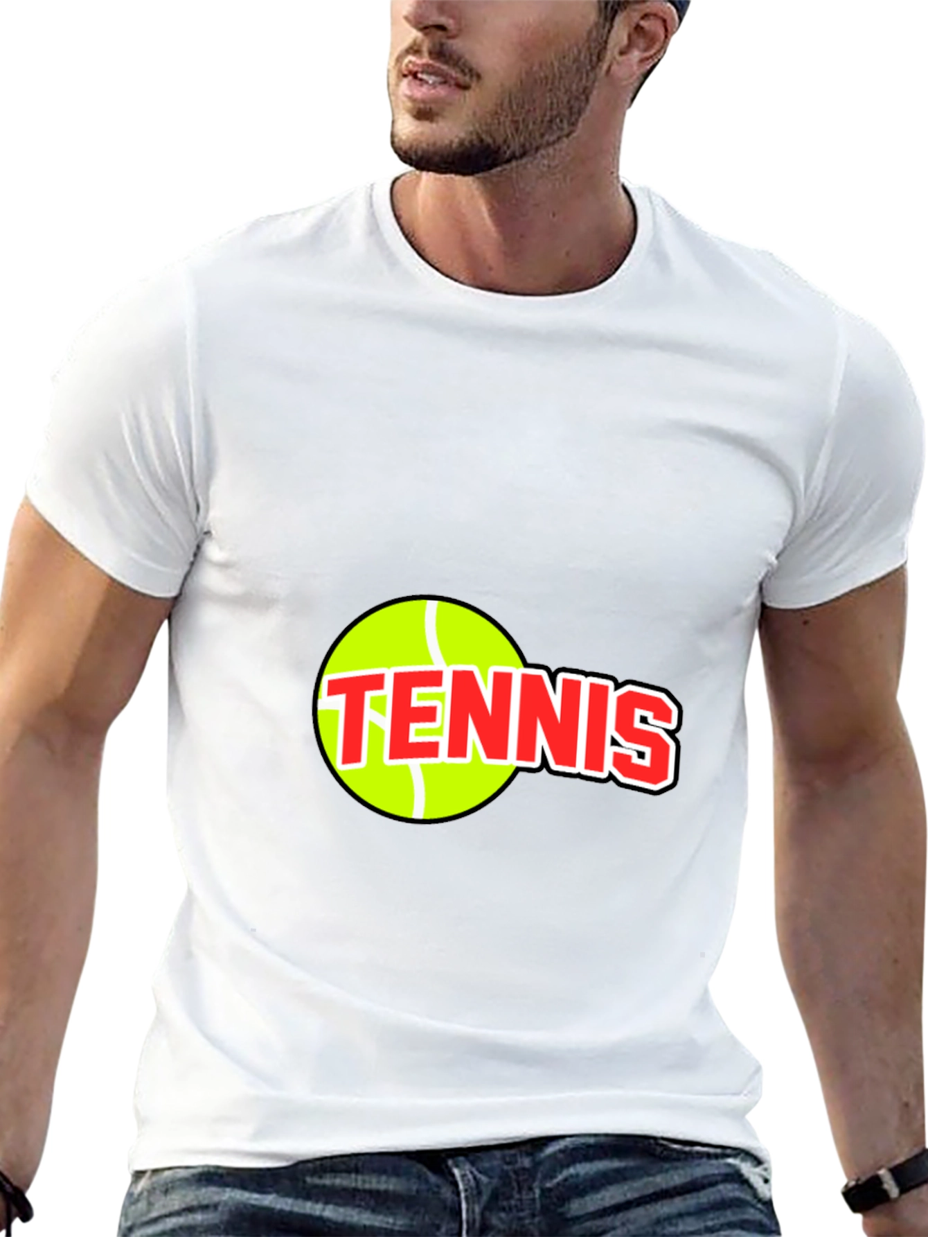 Black Tennis Ball Graphic Tee - Black Cotton T-Shirt view 13